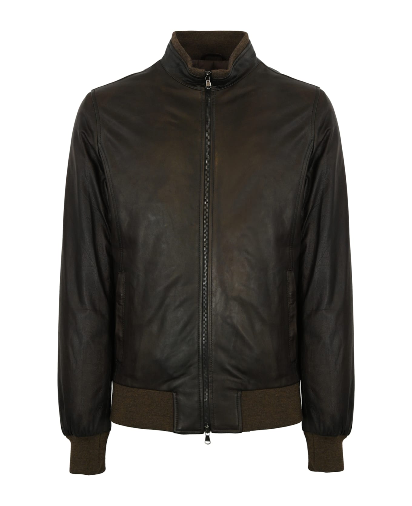 Barba Napoli Fox Leather Jacket - Marrone