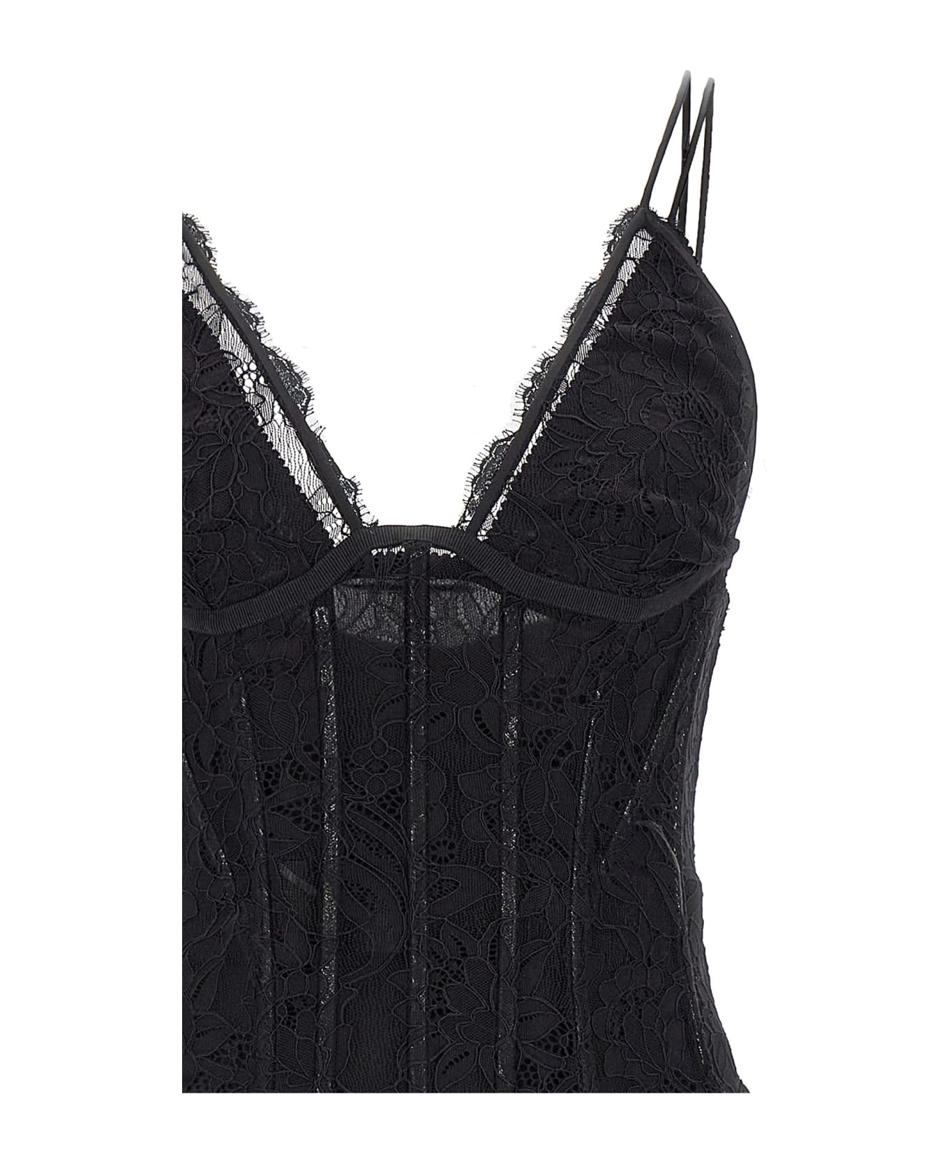 Dolce & Gabbana Lace Longuette Dress - Black   ワンピース＆ドレス