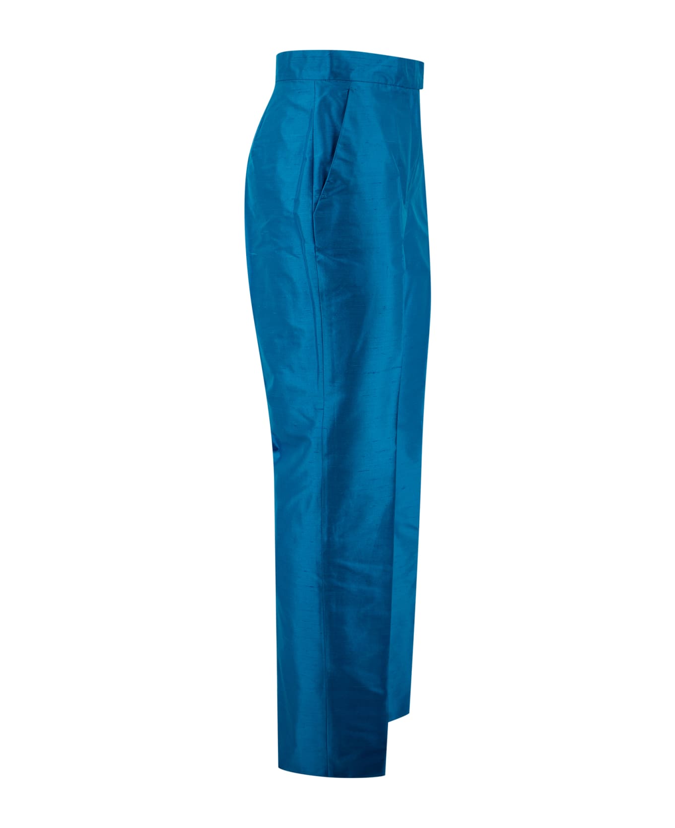 Max Mara Studio Silk Shantung Straight Pants - Clear Blue ボトムス