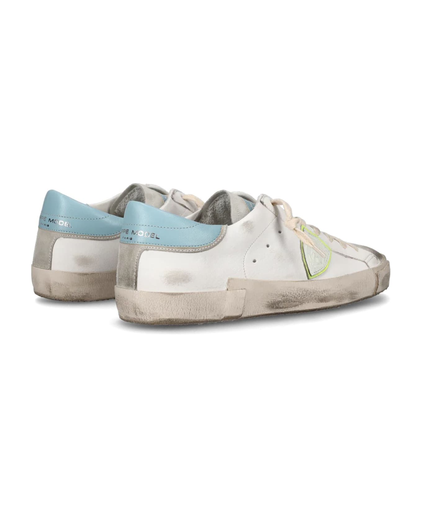 Philippe Model Prsx Sneaker White, Grey And Light Blue - Gris Azul