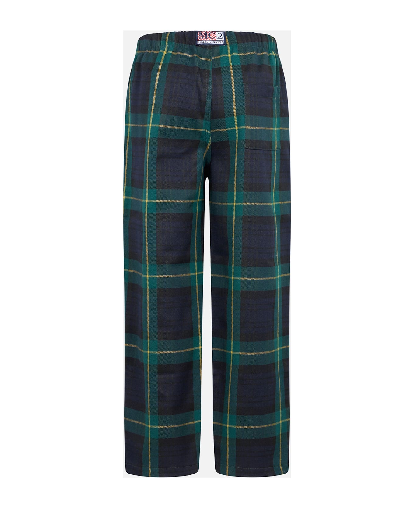 MC2 Saint Barth Kid Pajama Pants With Tartan Print - BLUE