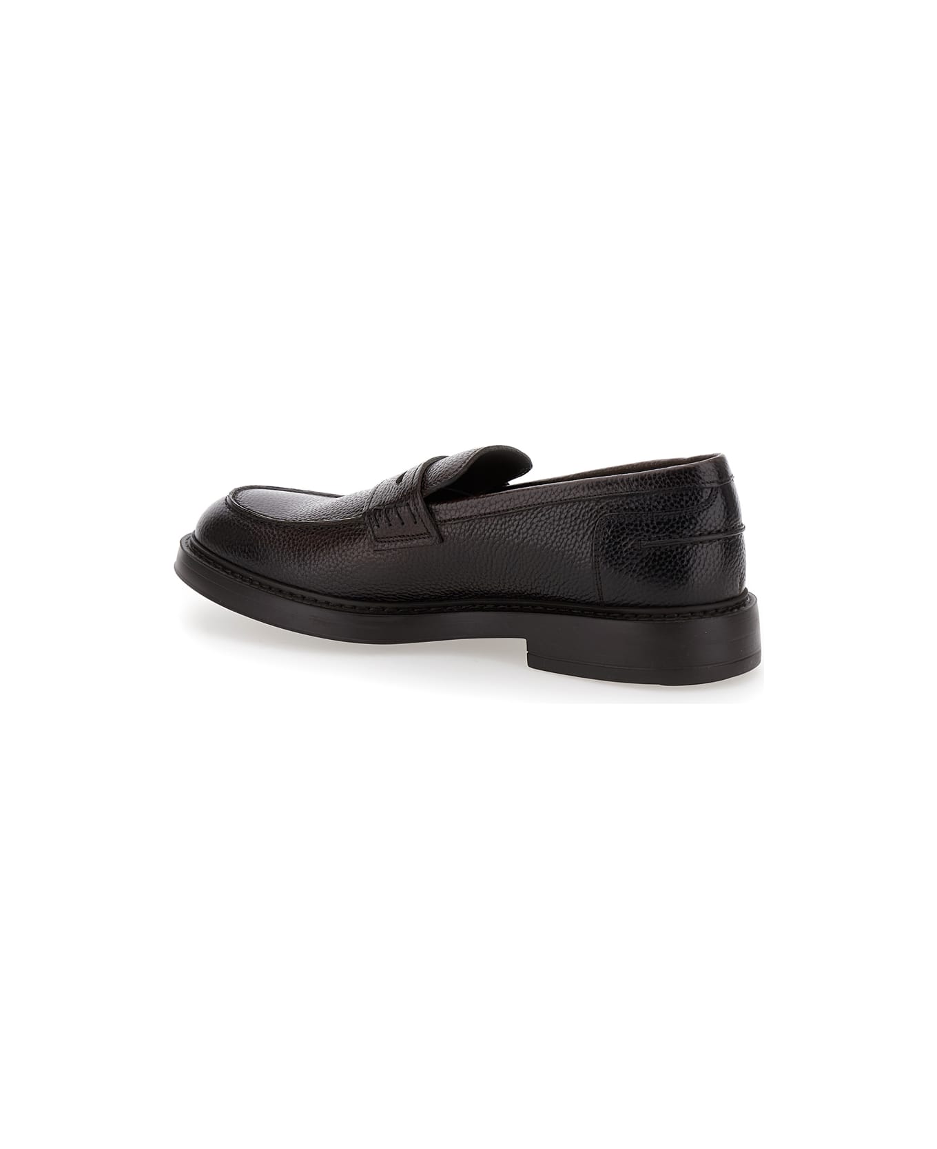 Doucal's 'adler' Brown Slip-on Loafers In Hammered Leather Man - Brown