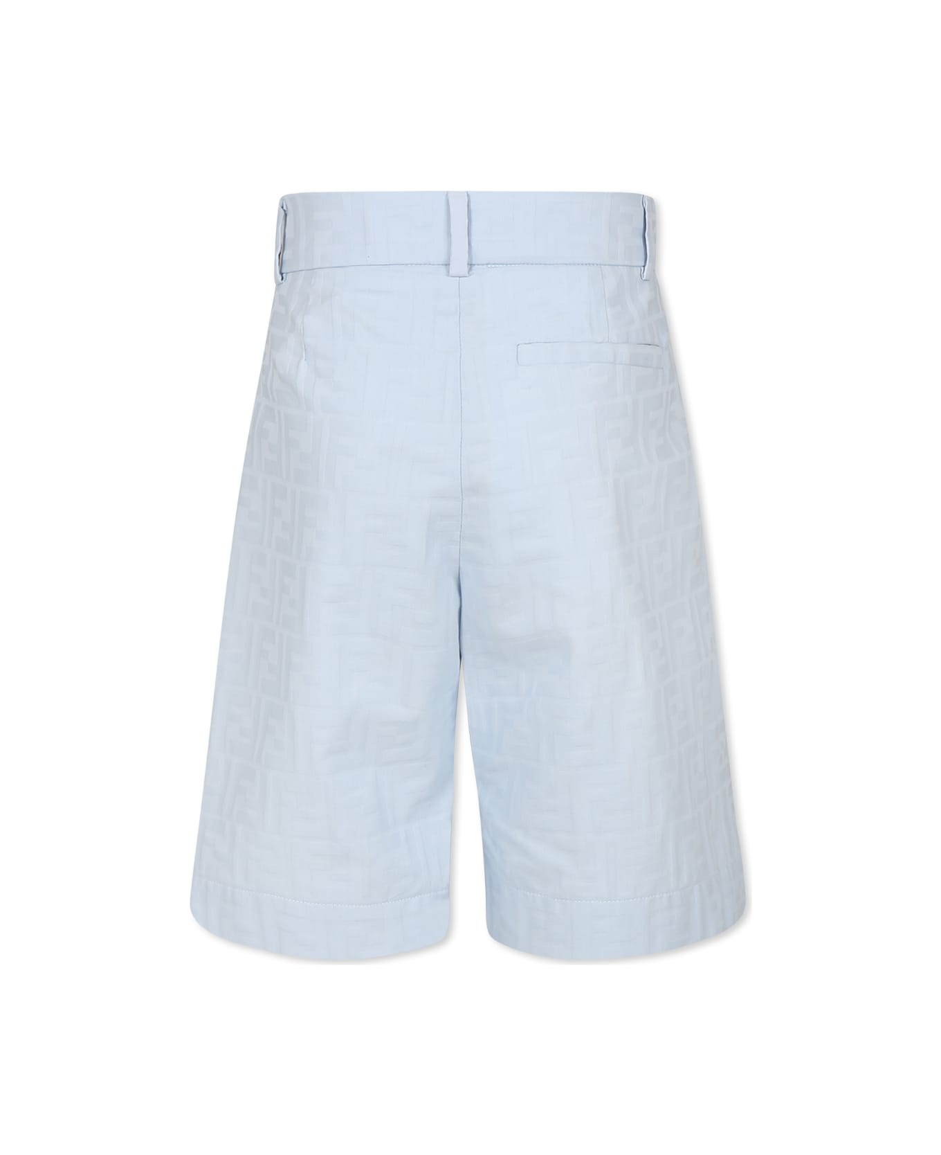 Fendi Light Blue Shorts For Boy With Ff - Light Blue