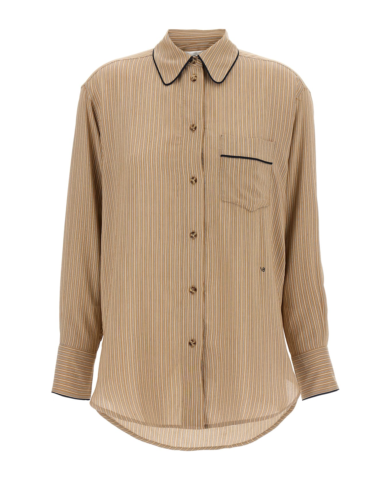 Victoria Beckham 'piping Detail Pyjama' Shirt - Brown