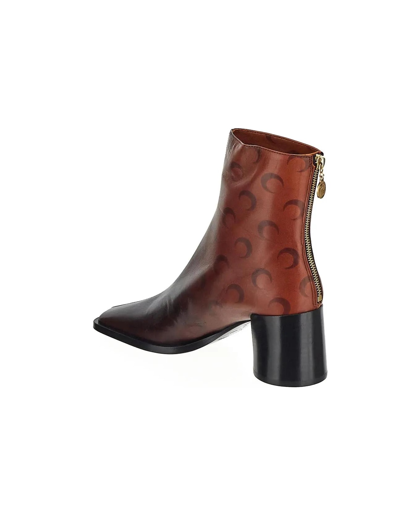 Marine Serre Airbrushed Leather Ankle Boots - Red