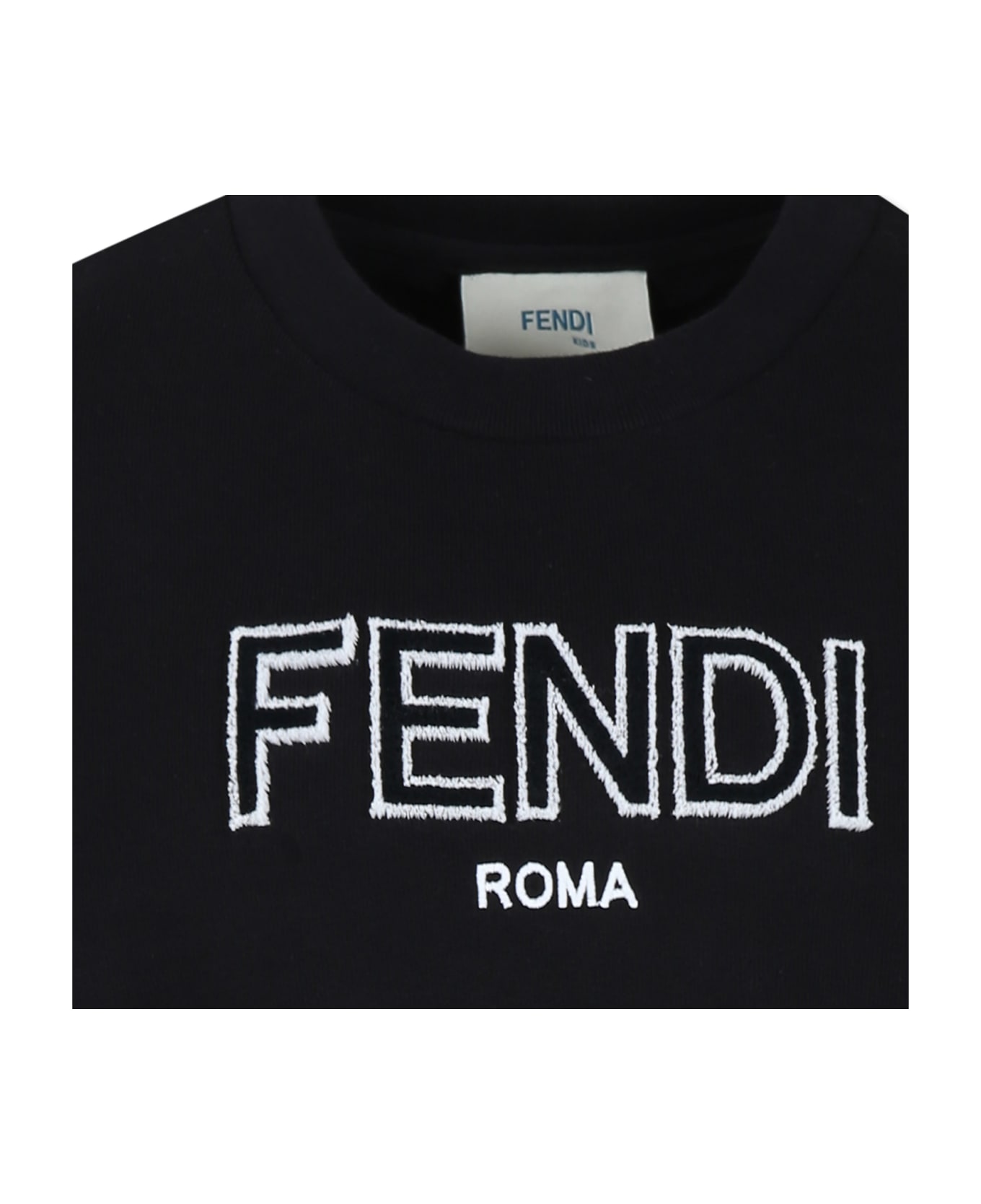 Fendi Black Sweatshirt For Kids With Logo - Black