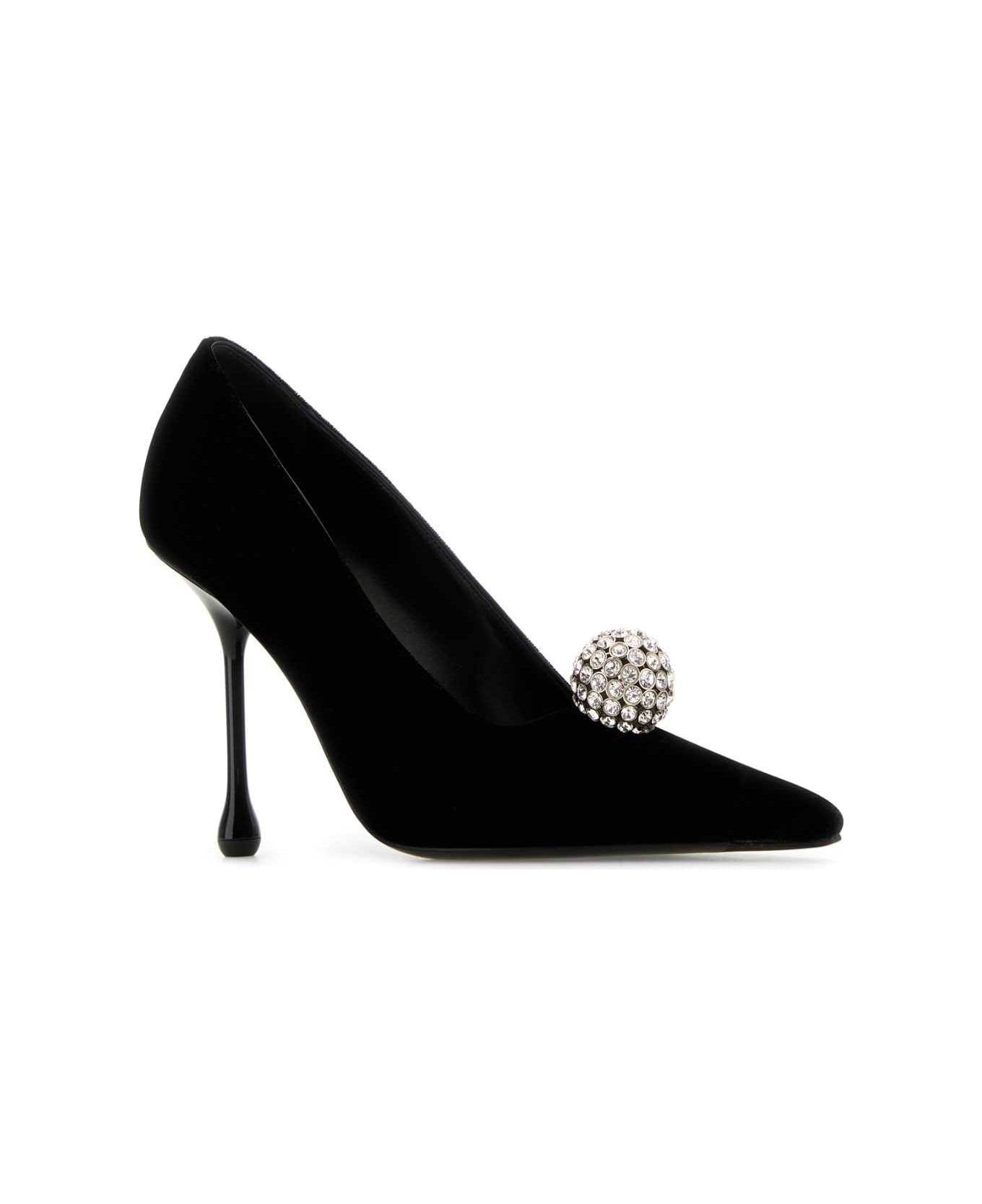 Jimmy Choo Black Velvet Orb Pumps - BLACKCRYSTAL
