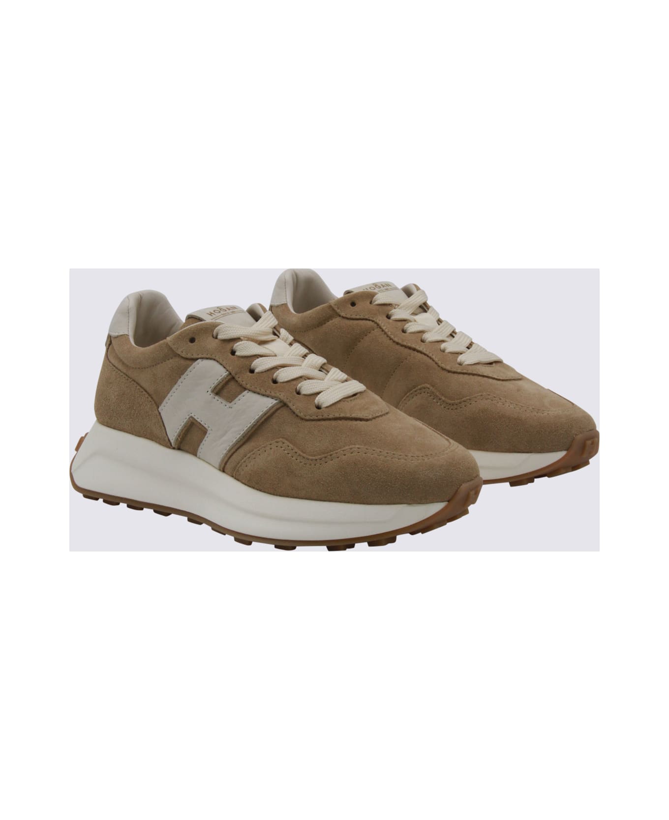 Hogan Beige Leather Sneakers - Beige