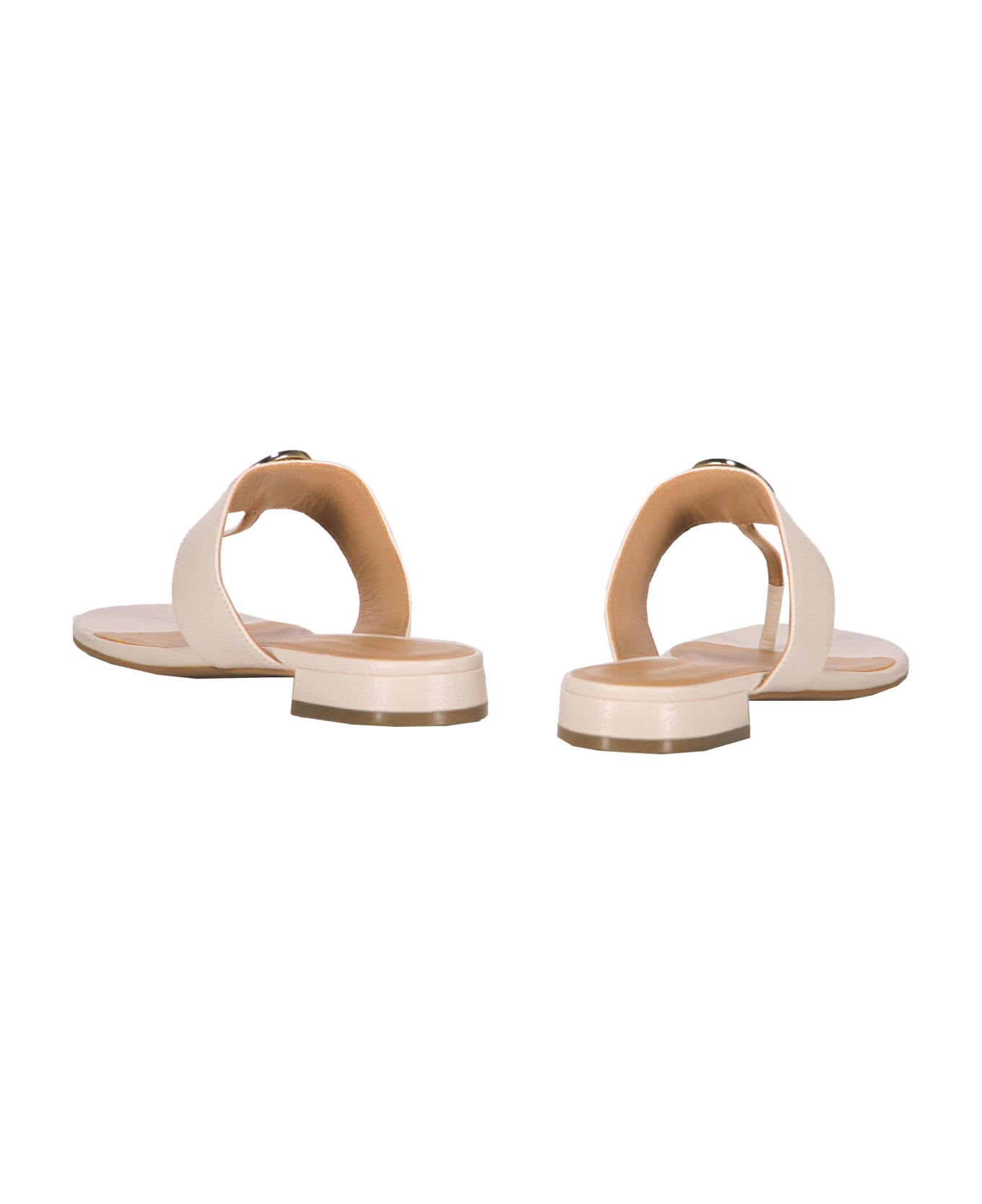 Emporio Armani Leather Thong-sandals - Ivory
