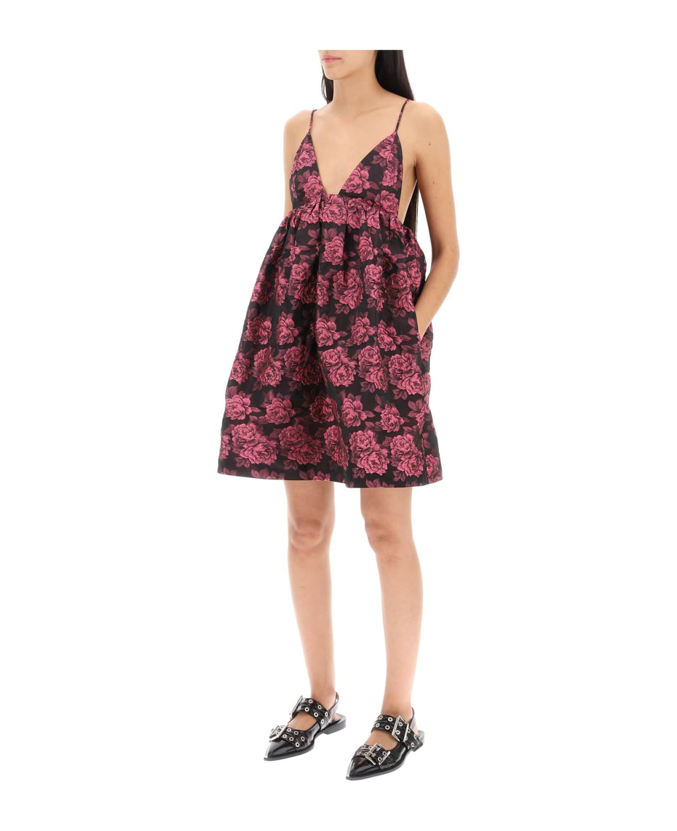 Ganni Mini Dress In Floral Jacquard - Cone Flower