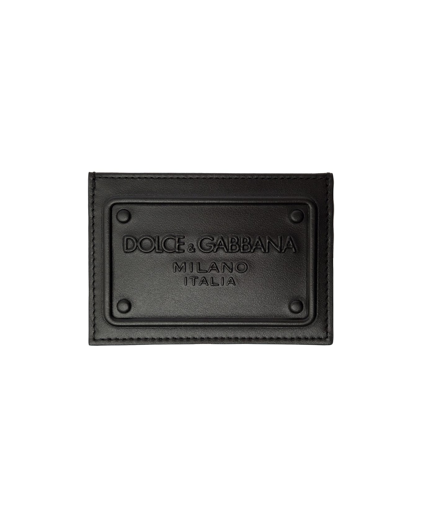 Dolce logo-print & Gabbana Black Cardholder With Logo Placque In Calf Leather Man - Black