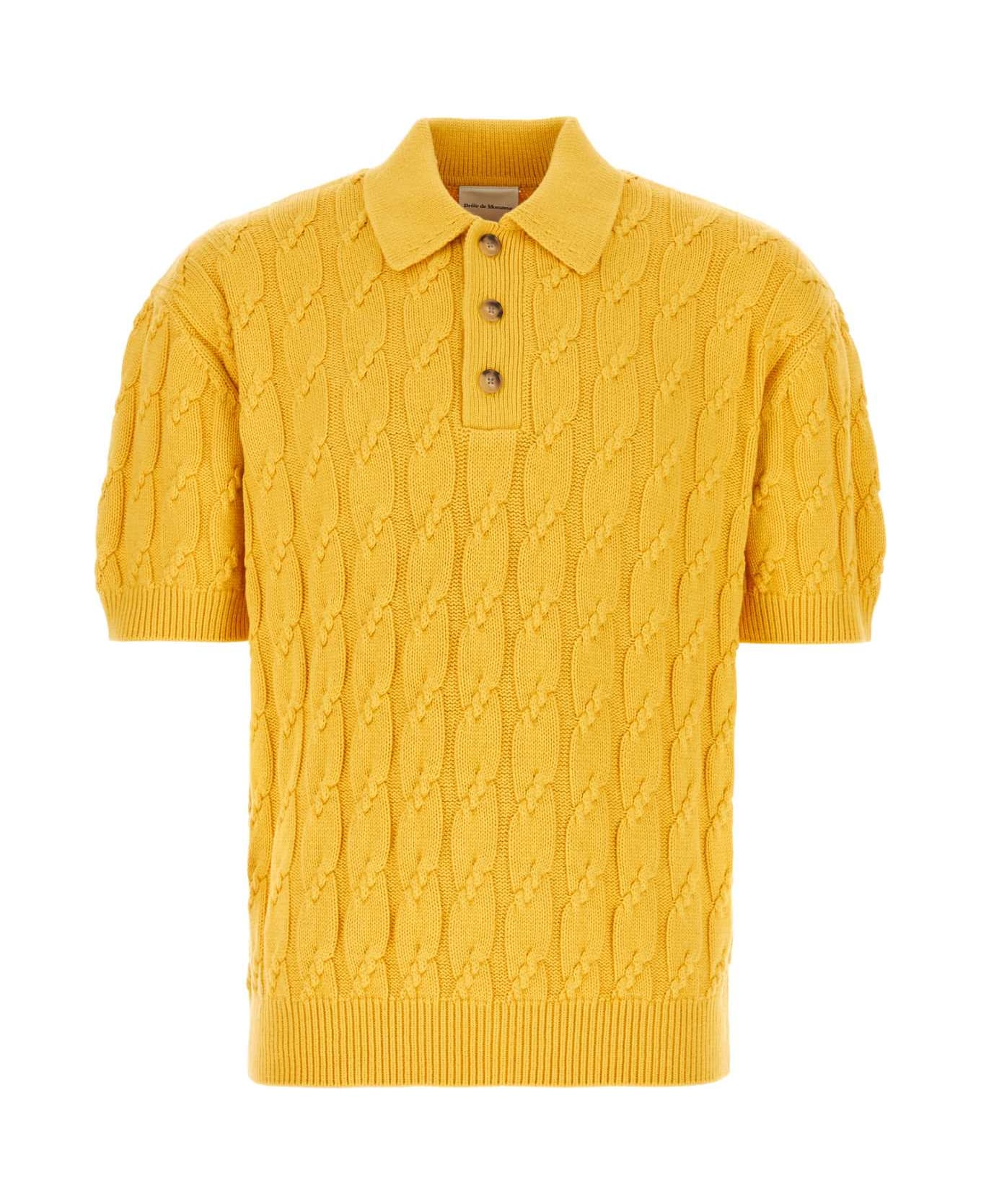 Drôle de Monsieur Yellow Cotton Blend Polo Shirt - YELLOW