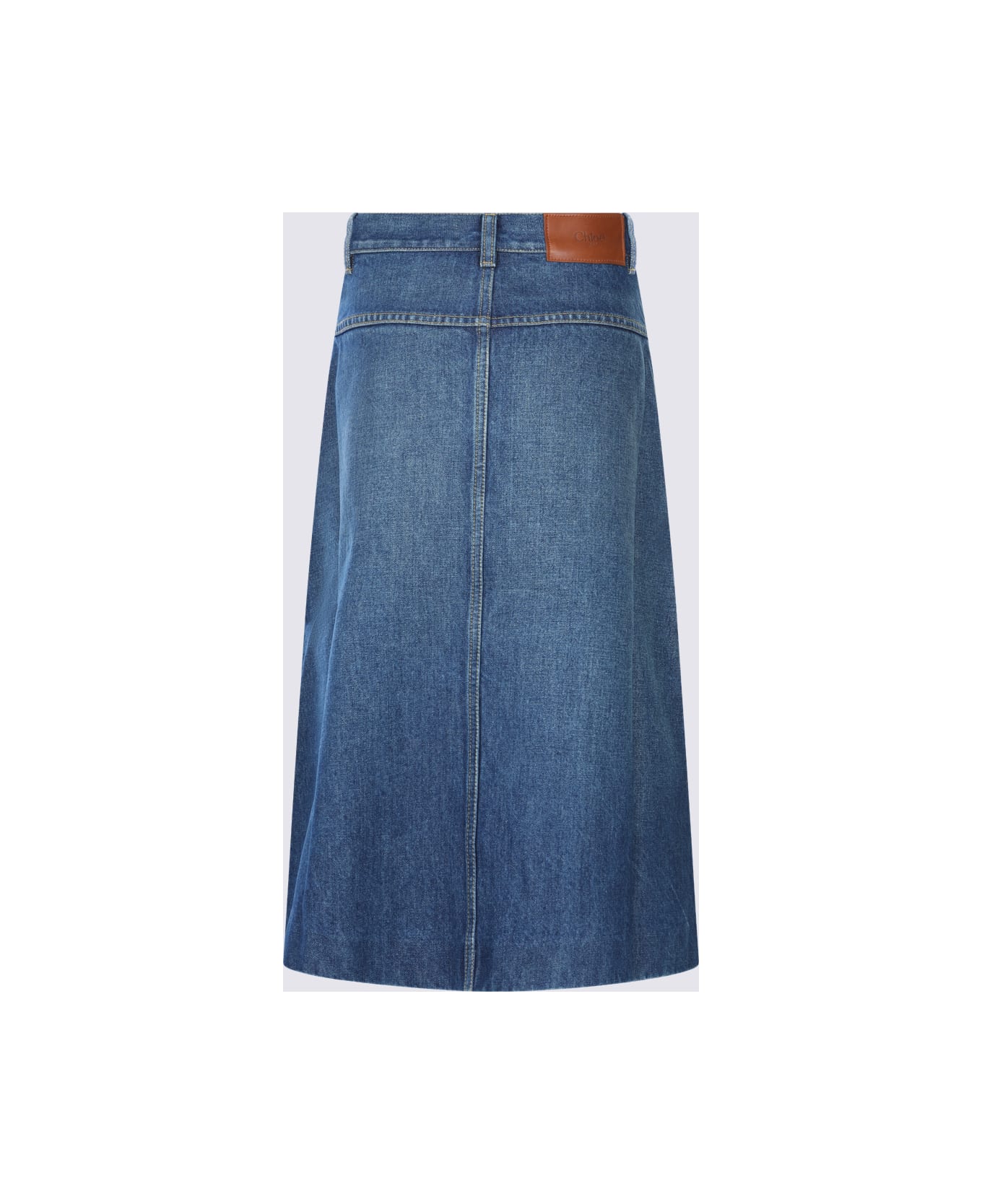 Chloé Blue Cotton Midi Skirt - HAZY BLUE