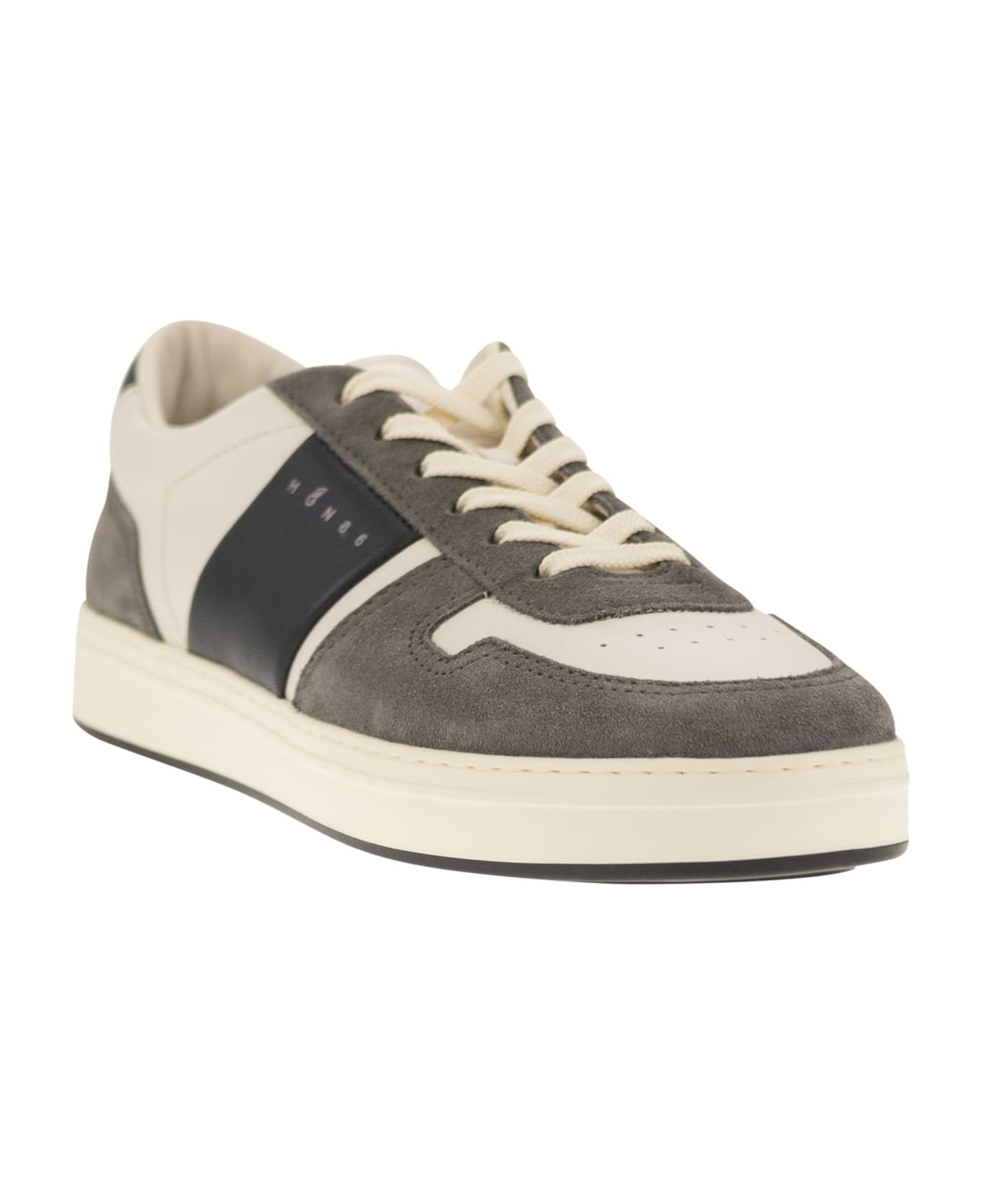 Hogan H-tv Leather And Suede Trainers - White/grey/black