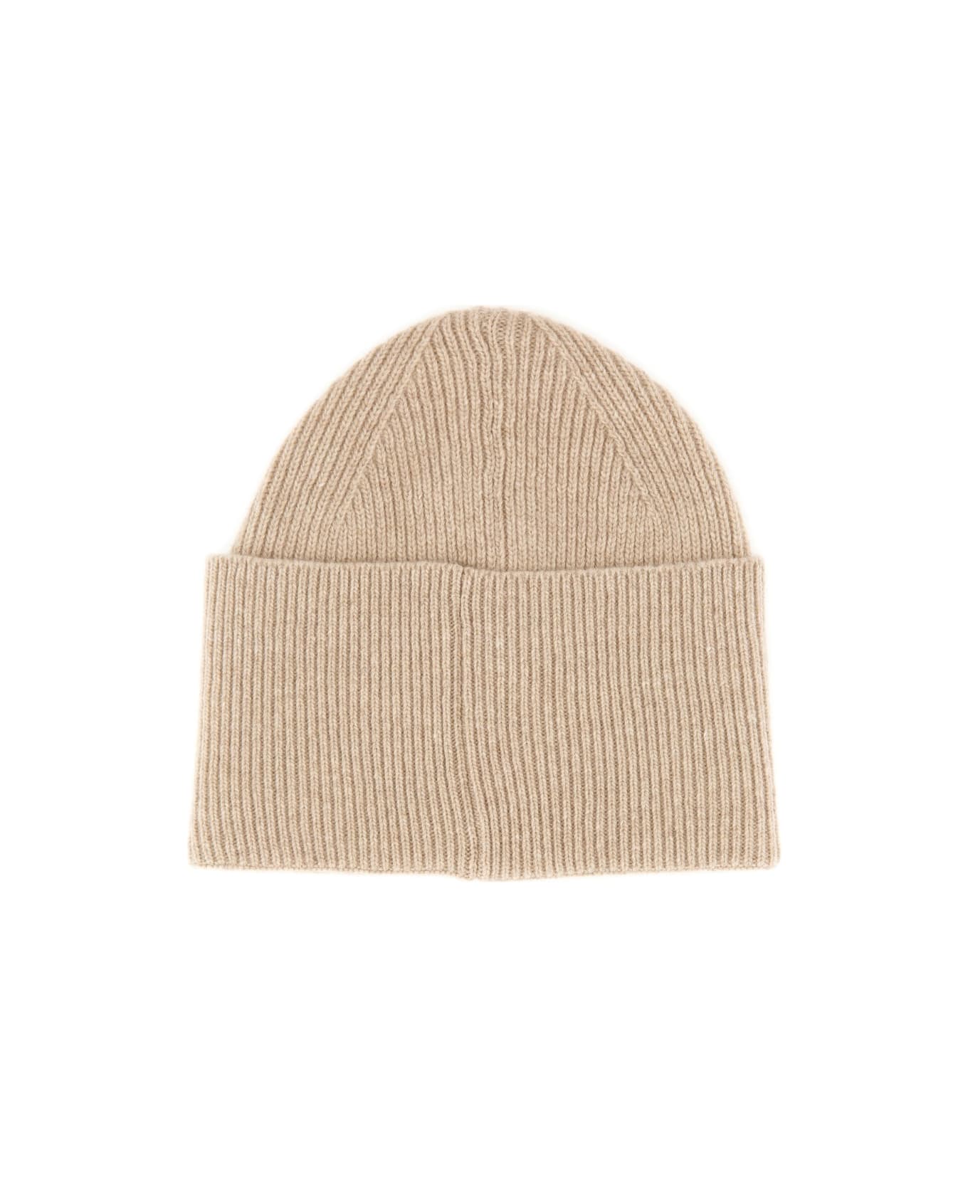 Hugo Boss Beanie Hat With Logo - BEIGE