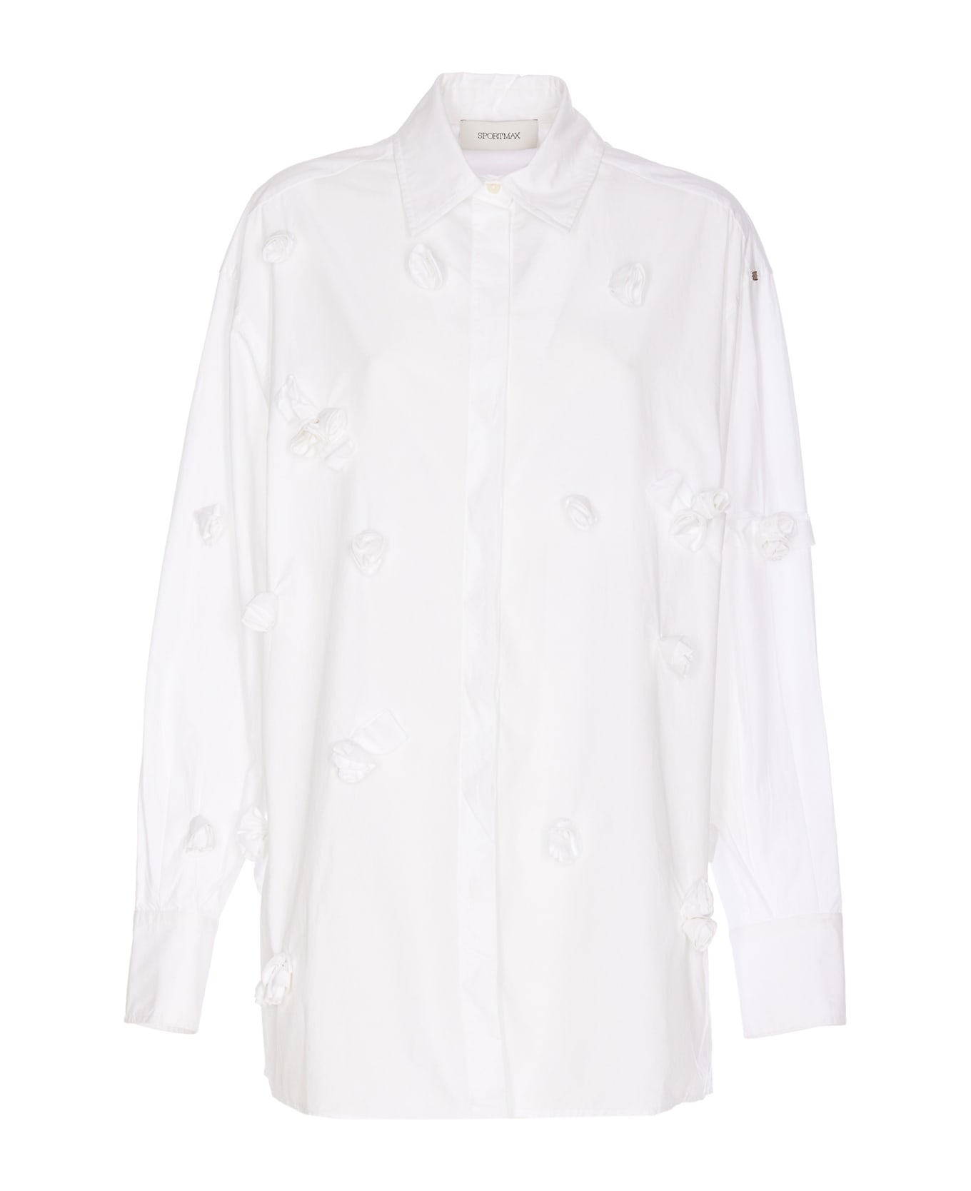 SportMax Oversized 3d Rose Detail Shirt - white