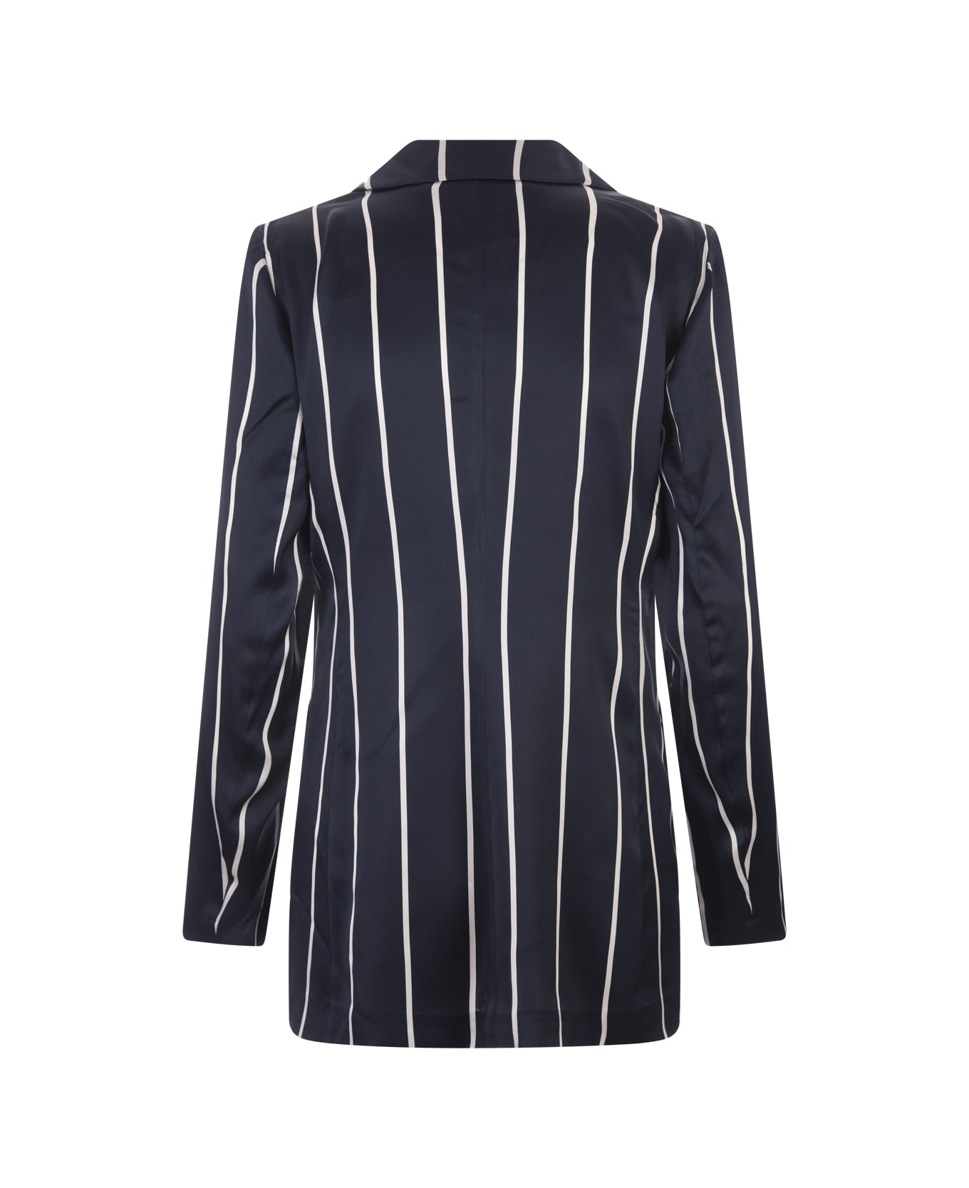 Kiton Blue Striped Silk Single-breasted Blazer - BLUE/WHITE