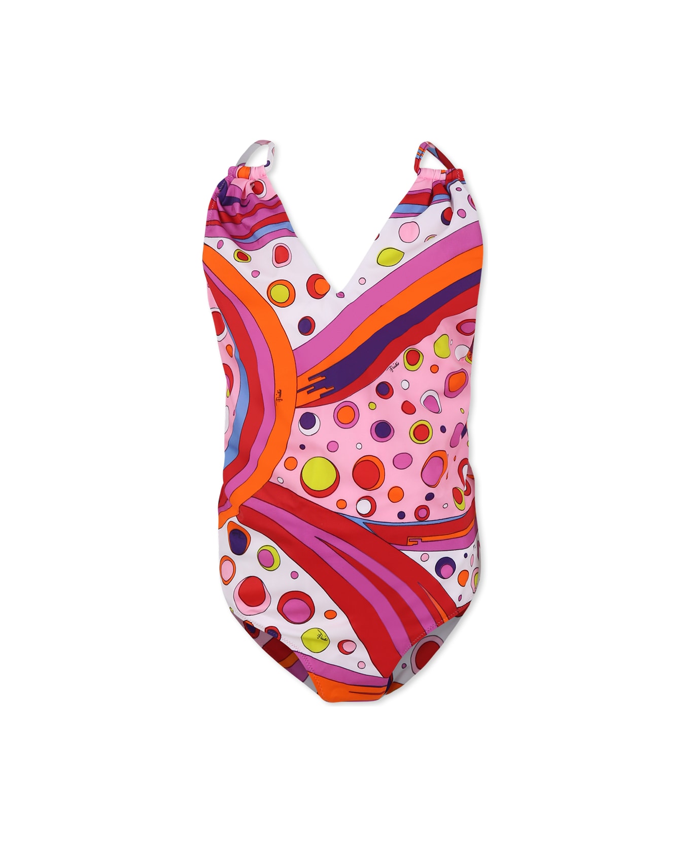 Multicolor Swimsuit For Girl With Marble Print