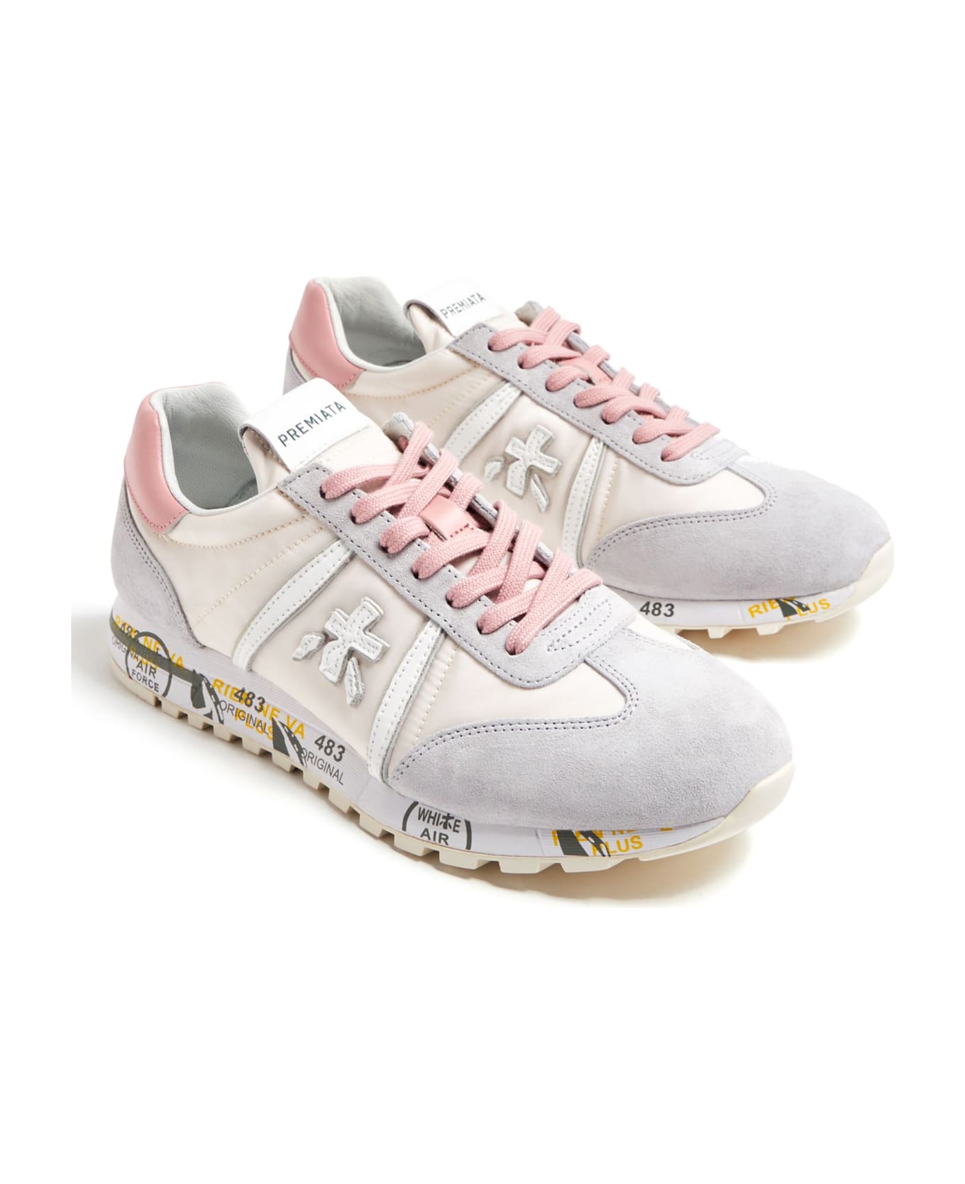 Premiata Grey Suede And Beige Nylon Lucy Sneakers - Grey スニーカー