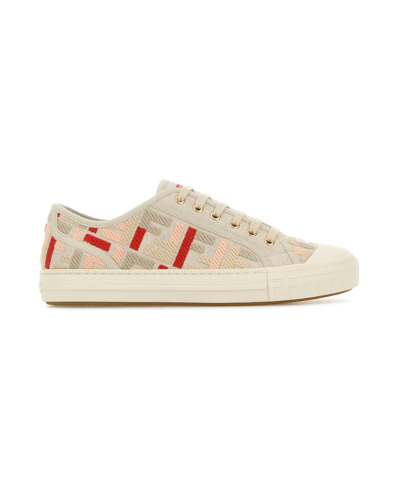 Fendi Embroidered Canvas Domino Sneakers - GREZ ROS.ROSA.BE.TOR