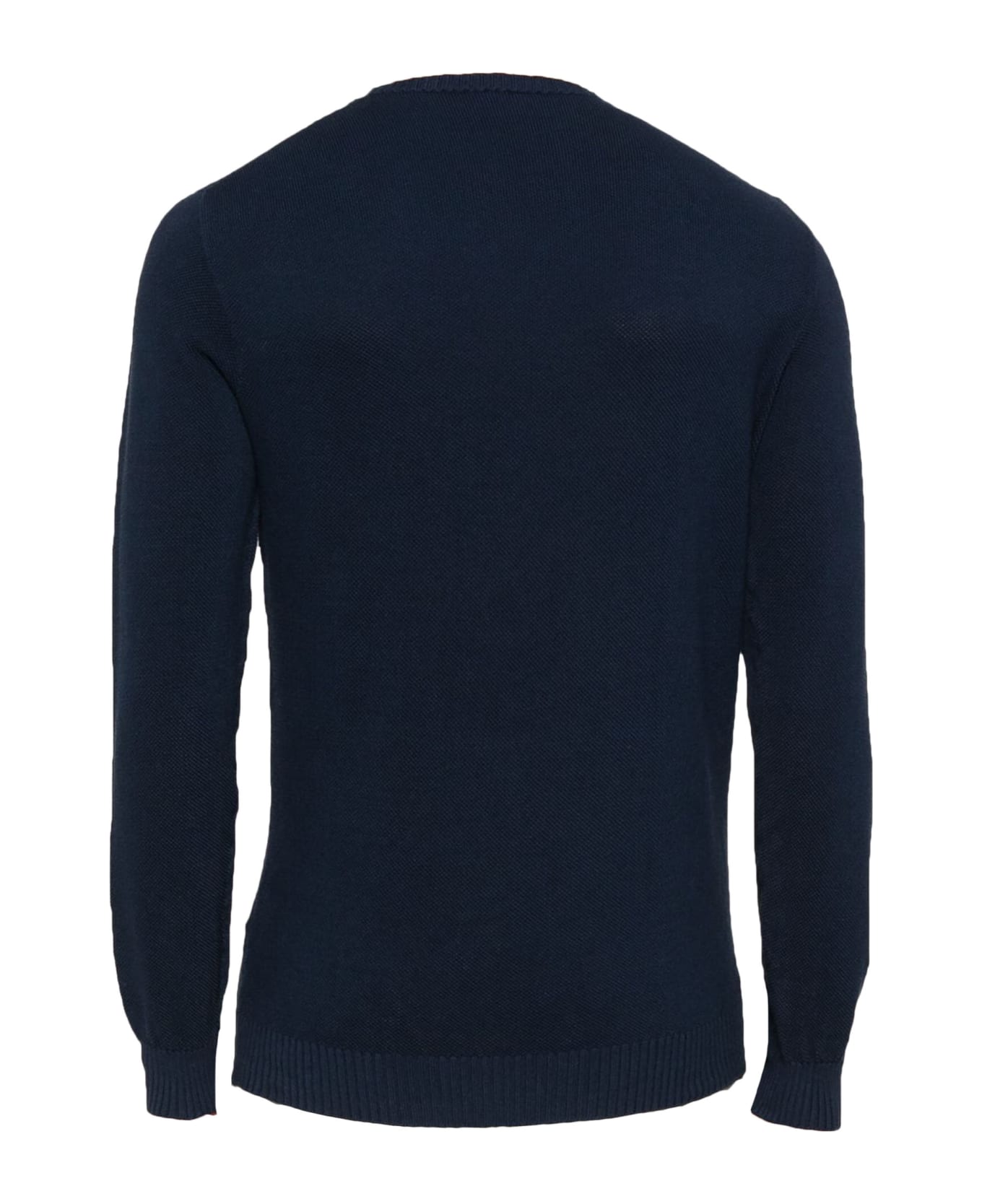 Fedeli Navy Blue Cotton Sweater - Blue
