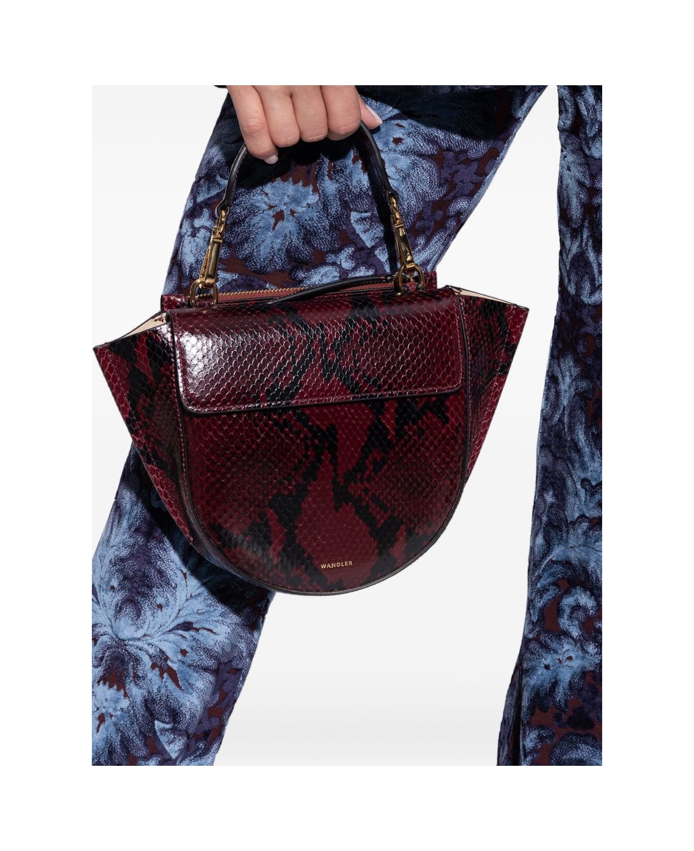 Wandler Hortensia Mini Bag In Burgundy Python - Bordeaux