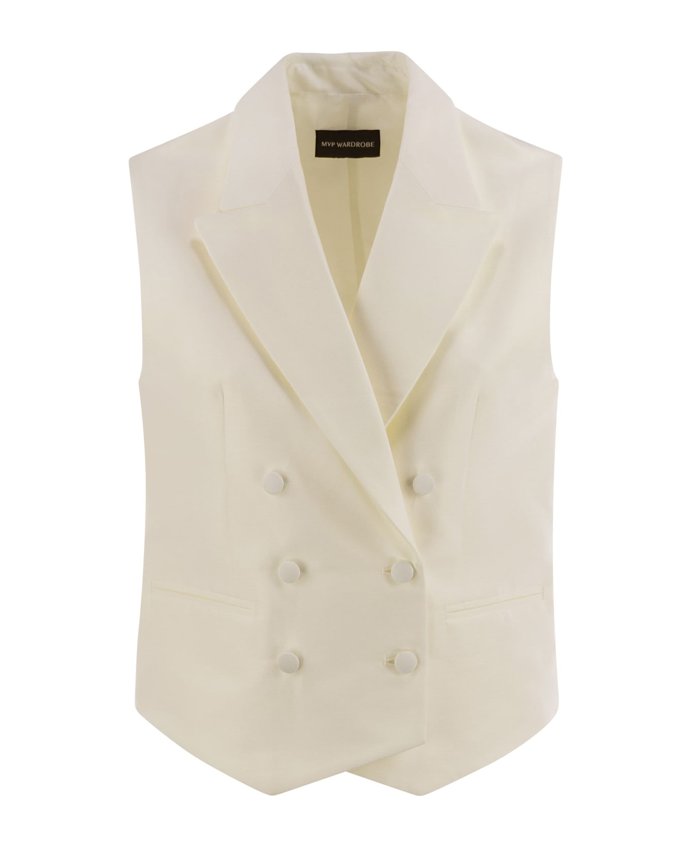 MVP Wardrobe Double-breasted Cotton And Silk Waistcoat - Milk