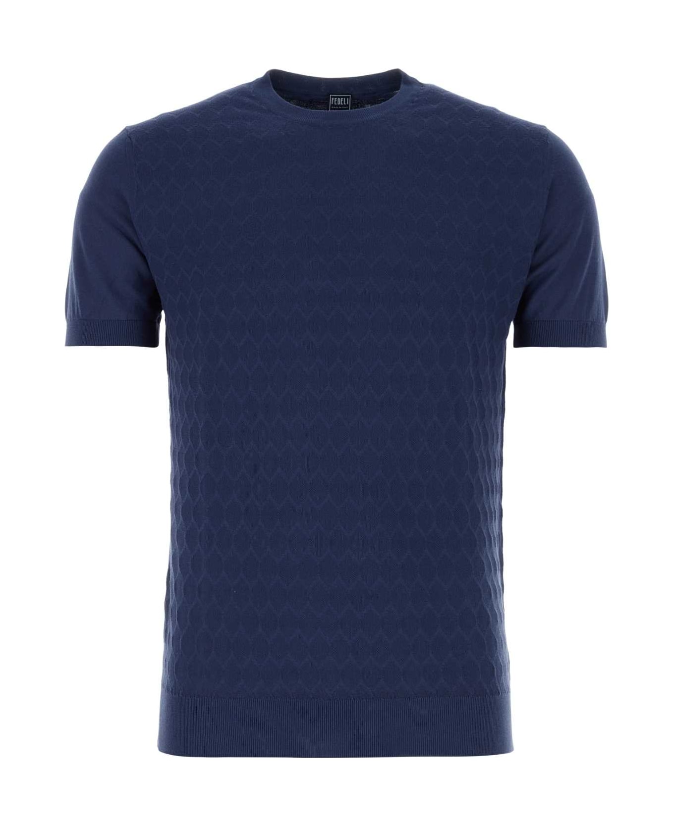 Fedeli Blue Cotton Sweater - BLUAPERTO シャツ