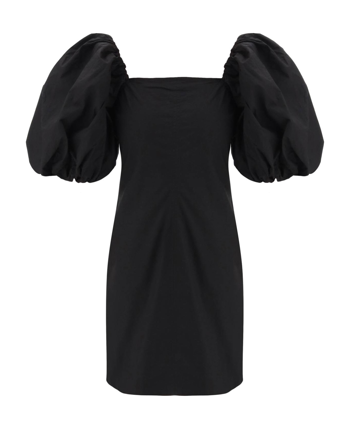Ganni Mini Dress With Balloon Sleeves - BLACK (Black)