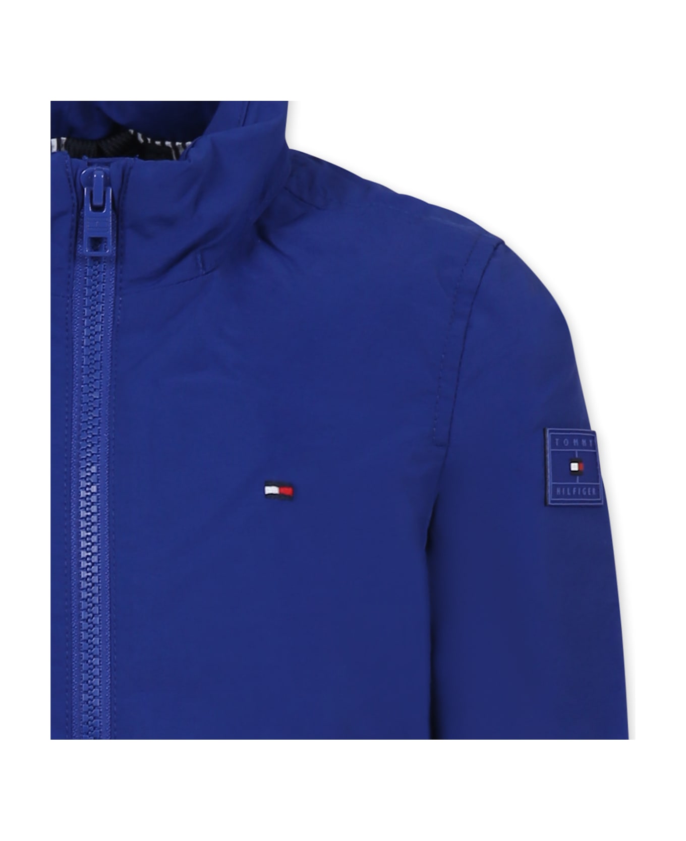 Tommy Hilfiger Blue Windbreaker Jacket For Boy With Logo - Blue