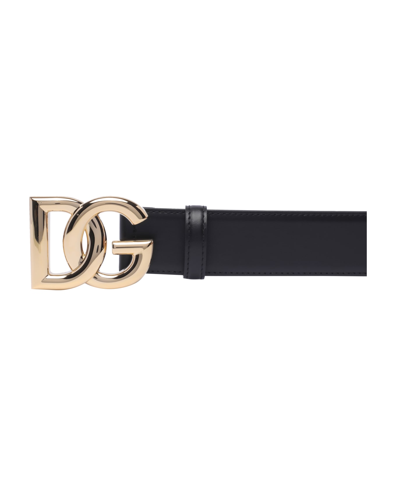 Dolce & Gabbana Dg Logo Leather Belt - Black