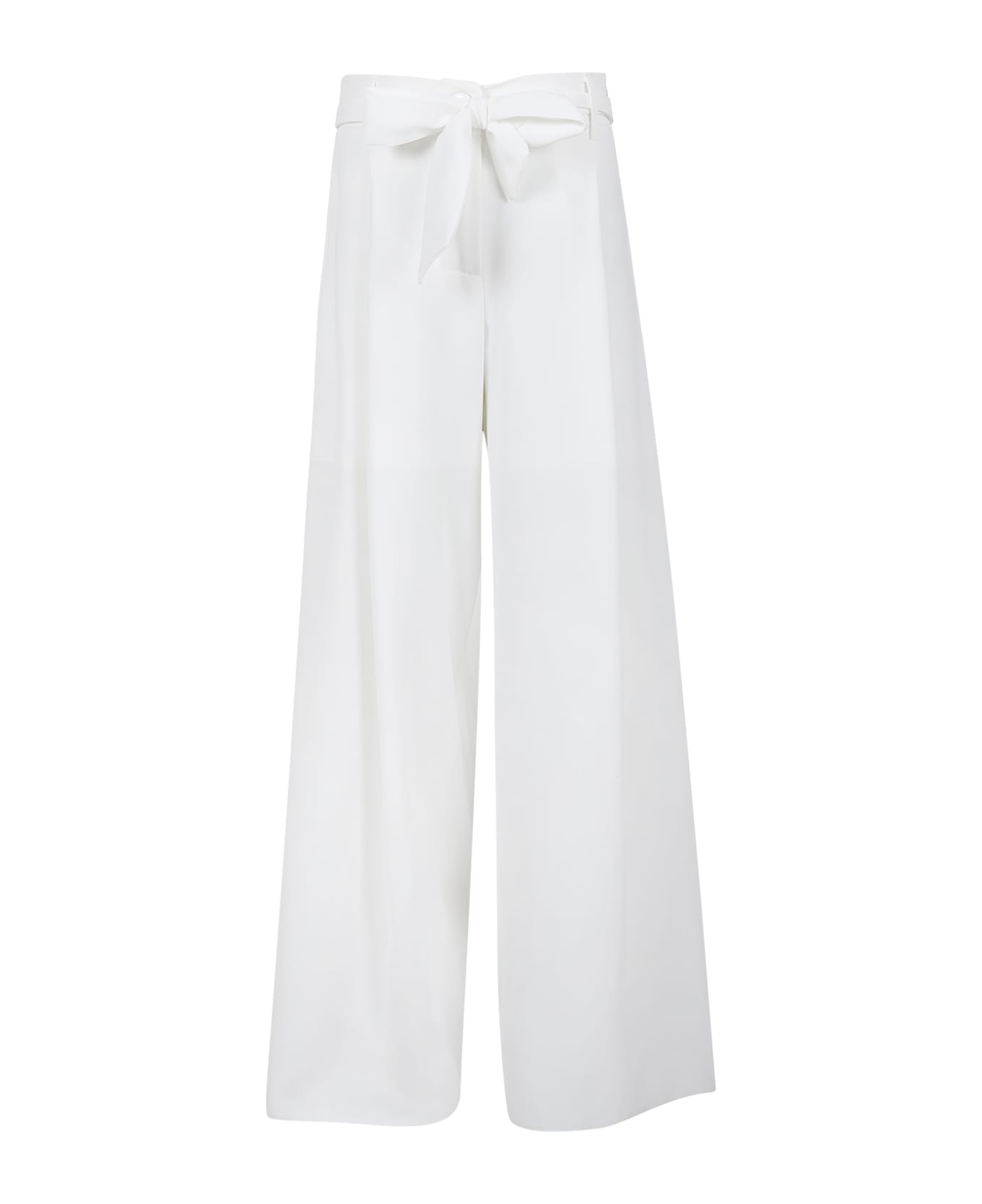 Monnalisa White Trousers For Girl With Bow Belt - Panna ボトムス
