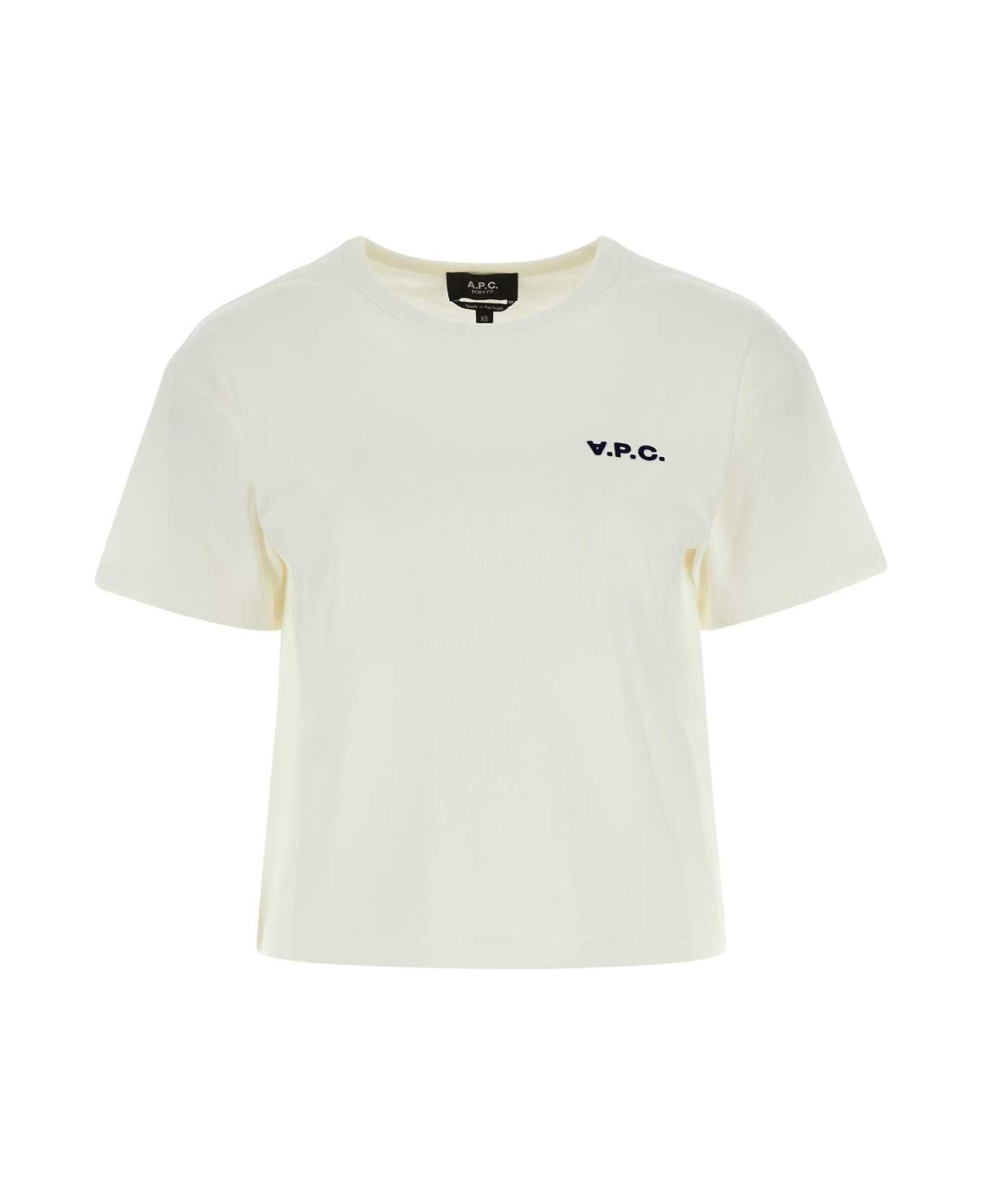 A.P.C. Ivory Cotton T-shirt - BLANCDARKNAVY