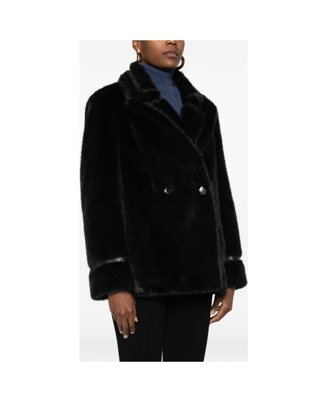 TwinSet Coats Black - Black