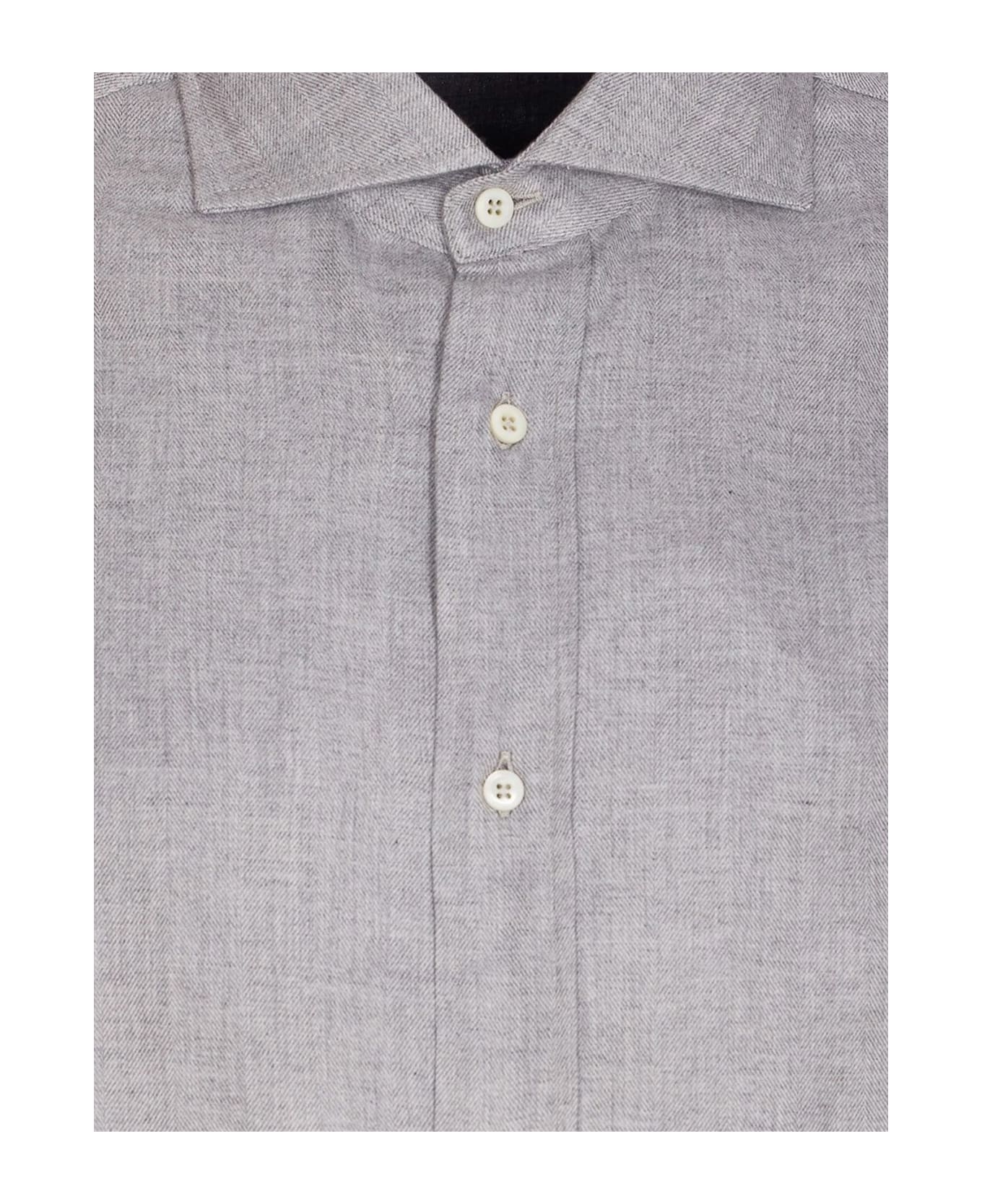 Brunello Cucinelli Cotton Blend Slim Fit Shirt - Grey