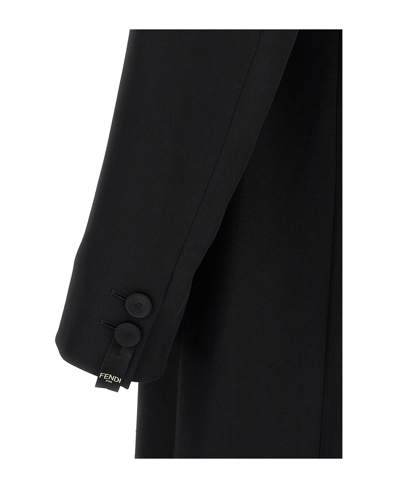 Fendi Crepe Wool Coat - Black  