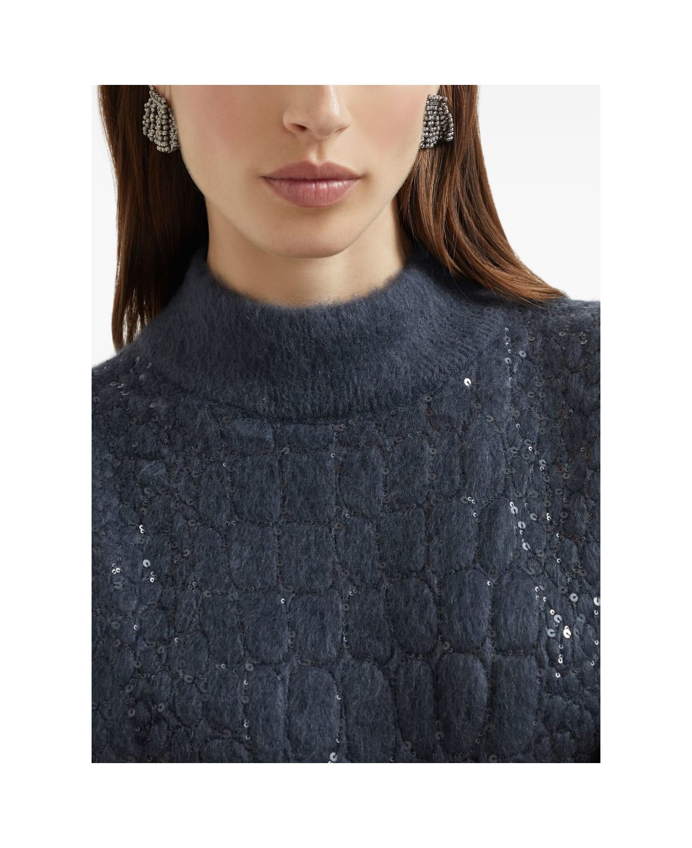 Brunello Cucinelli Wool Turtle-neck Dress - Blue