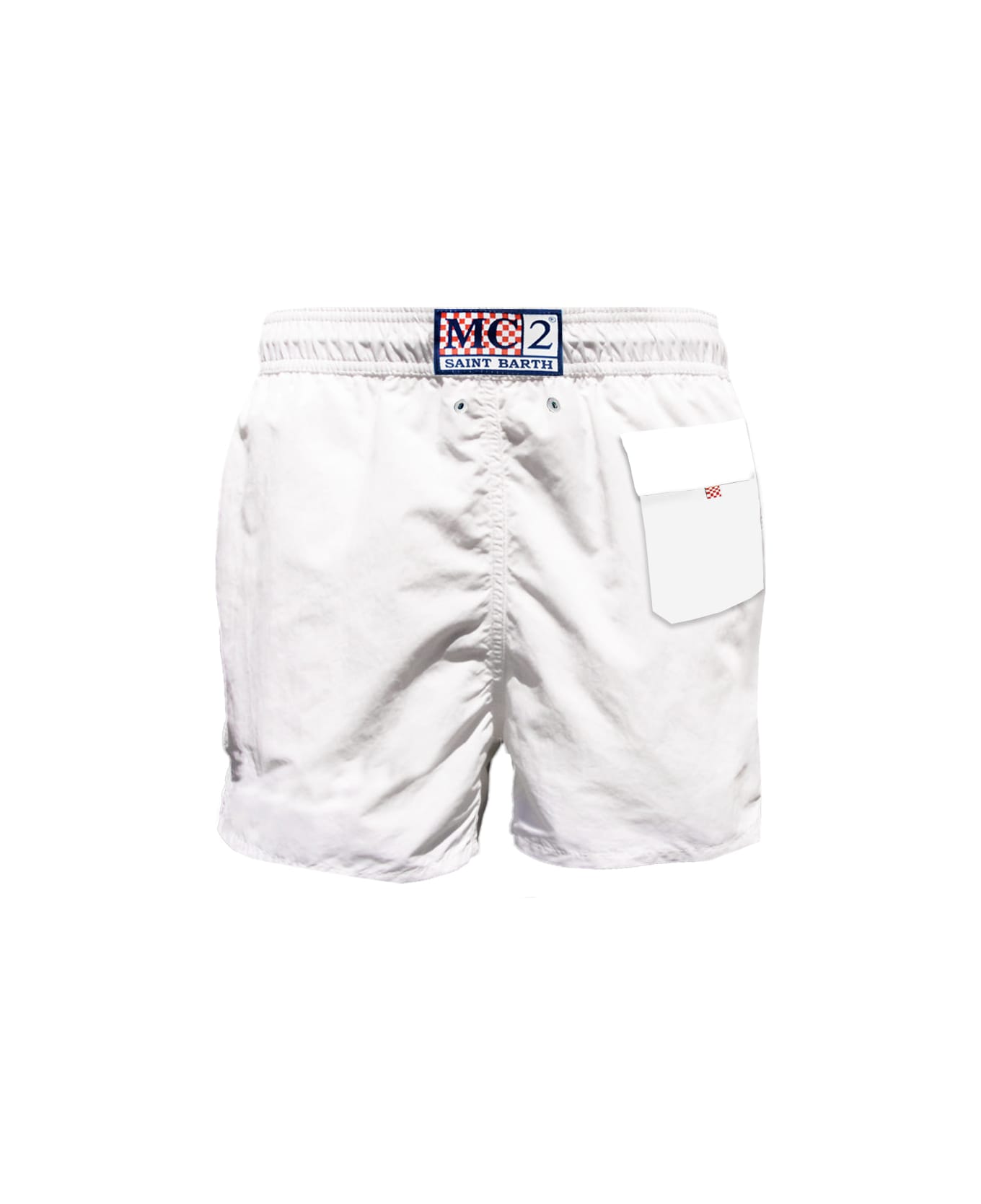 MC2 Saint Barth White Man Swim Shorts With Pocket - WHITE