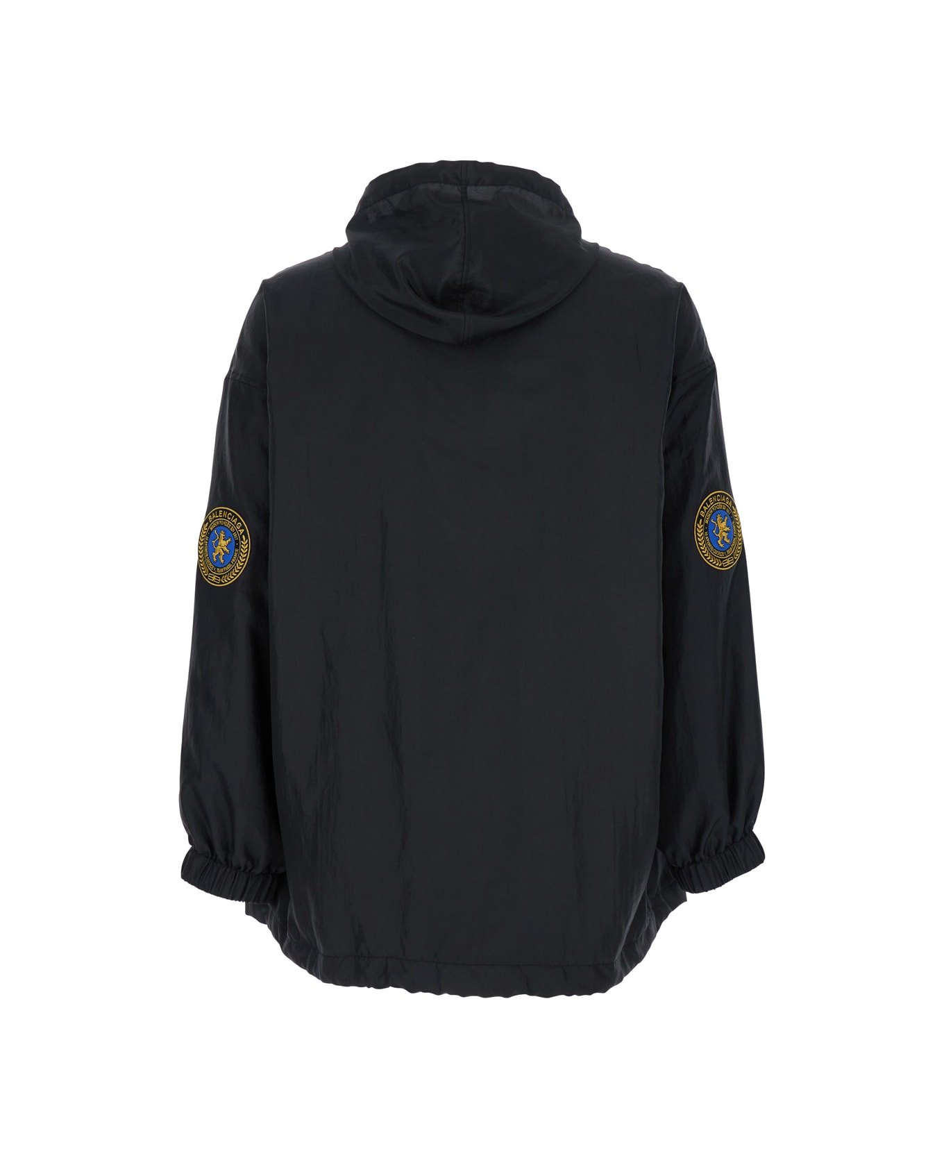 Balenciaga Black Jacket With Logo Lettering On The Front And Logo Patch On The Elbow In Tech Fabric Man - Black