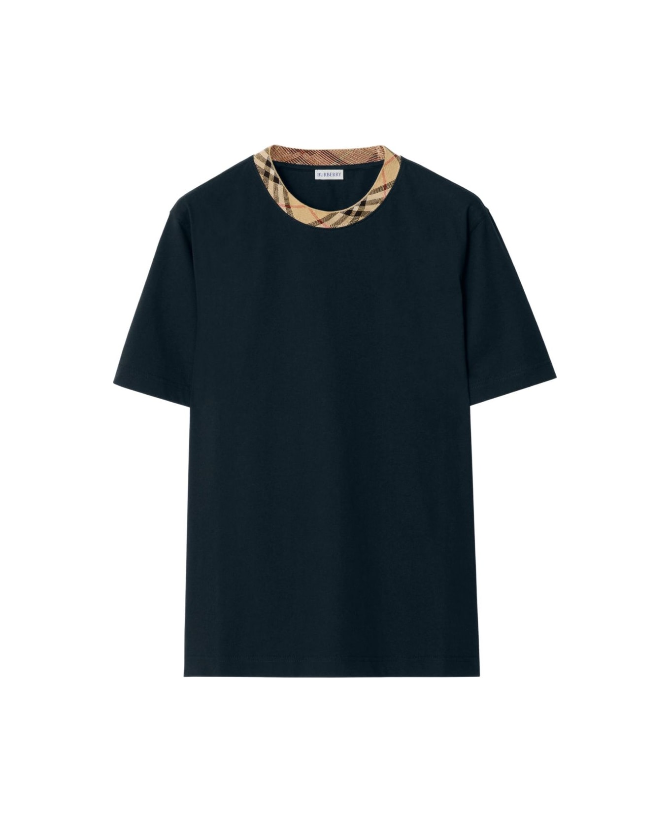 Burberry Check Motif Cotton T-shirt - Blue