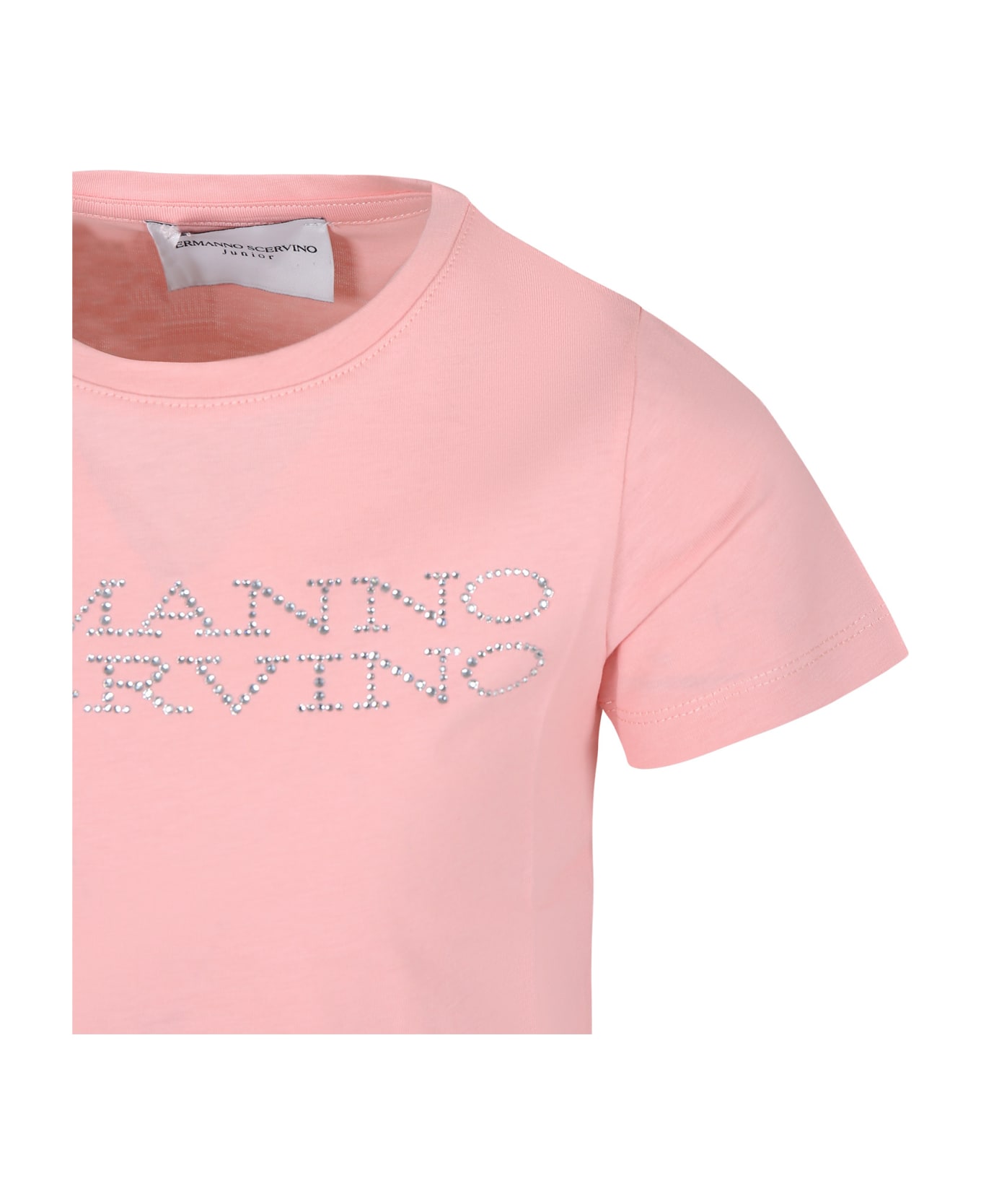 Ermanno Scervino Junior Pink T-shirt For Girl With Logo - Pink