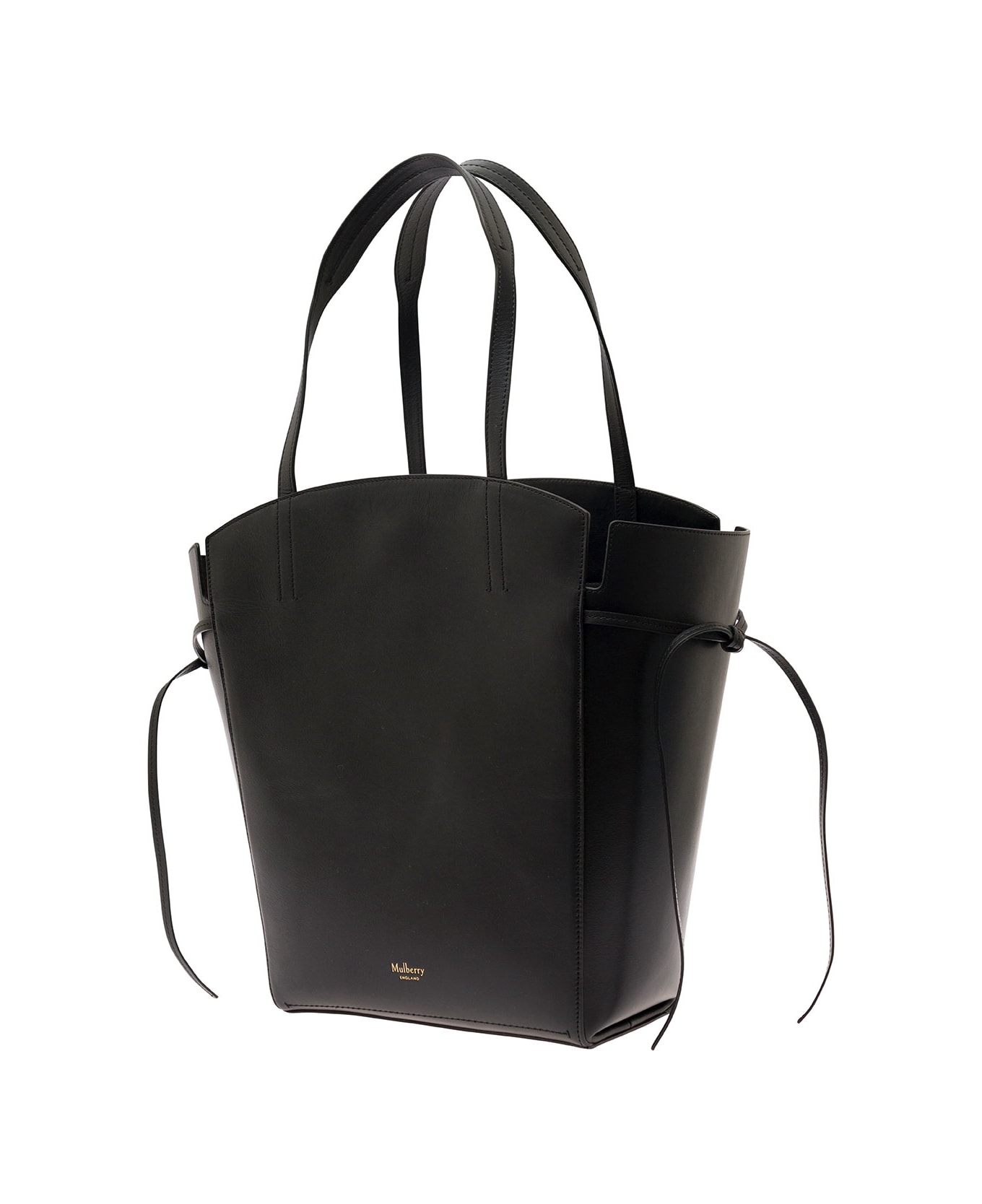 Mulberry 'clovelly' Black Shoulder Bag With Laminated Logo In Smooth Leather Woman - Black トートバッグ