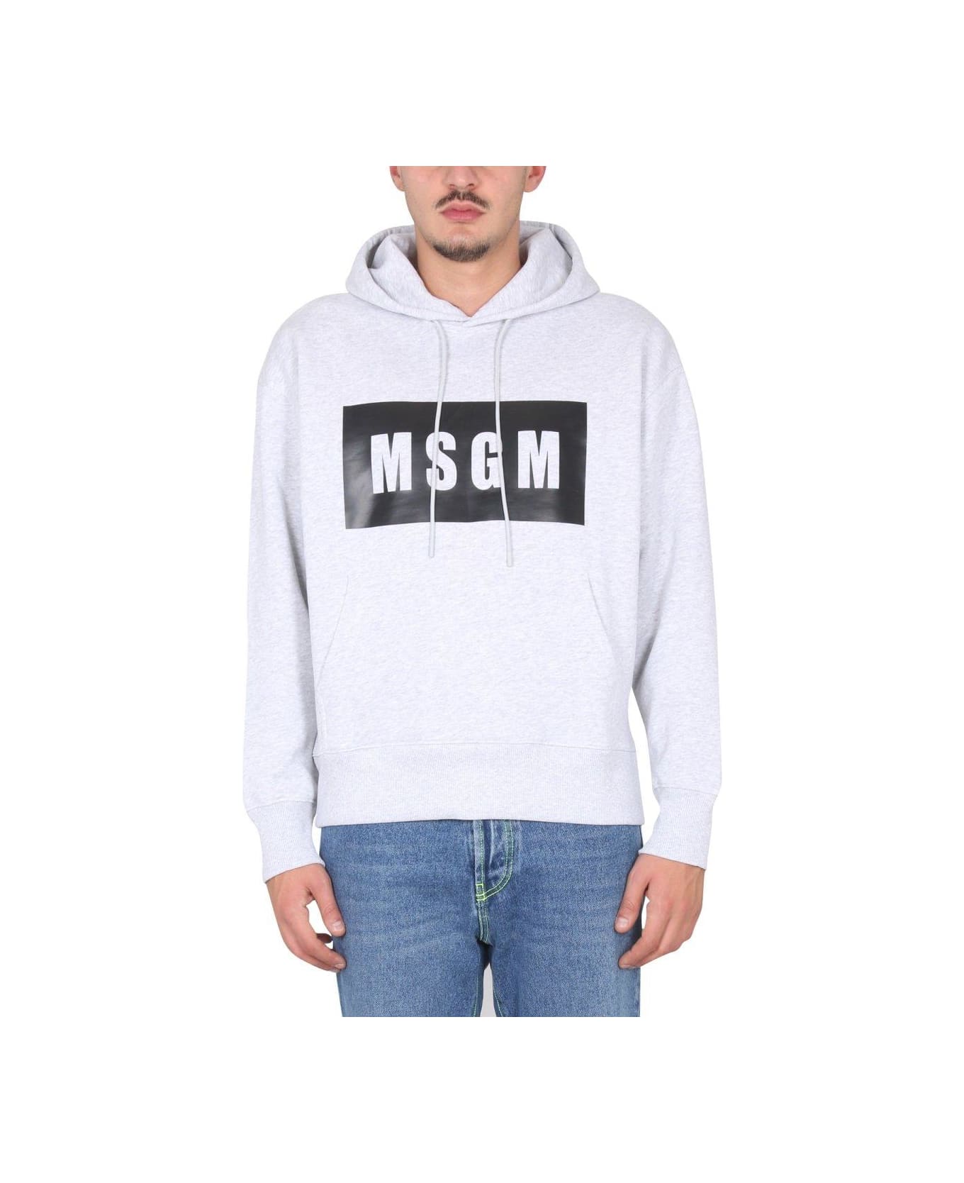 MSGM Logo-printed Drawstring Hoodie - GREY