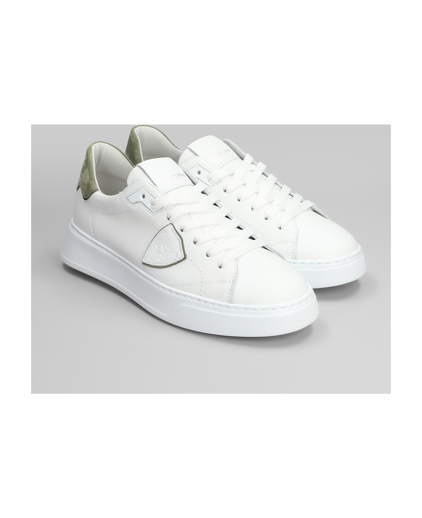 Philippe Model Temple Low Sneakers In White Leather - white