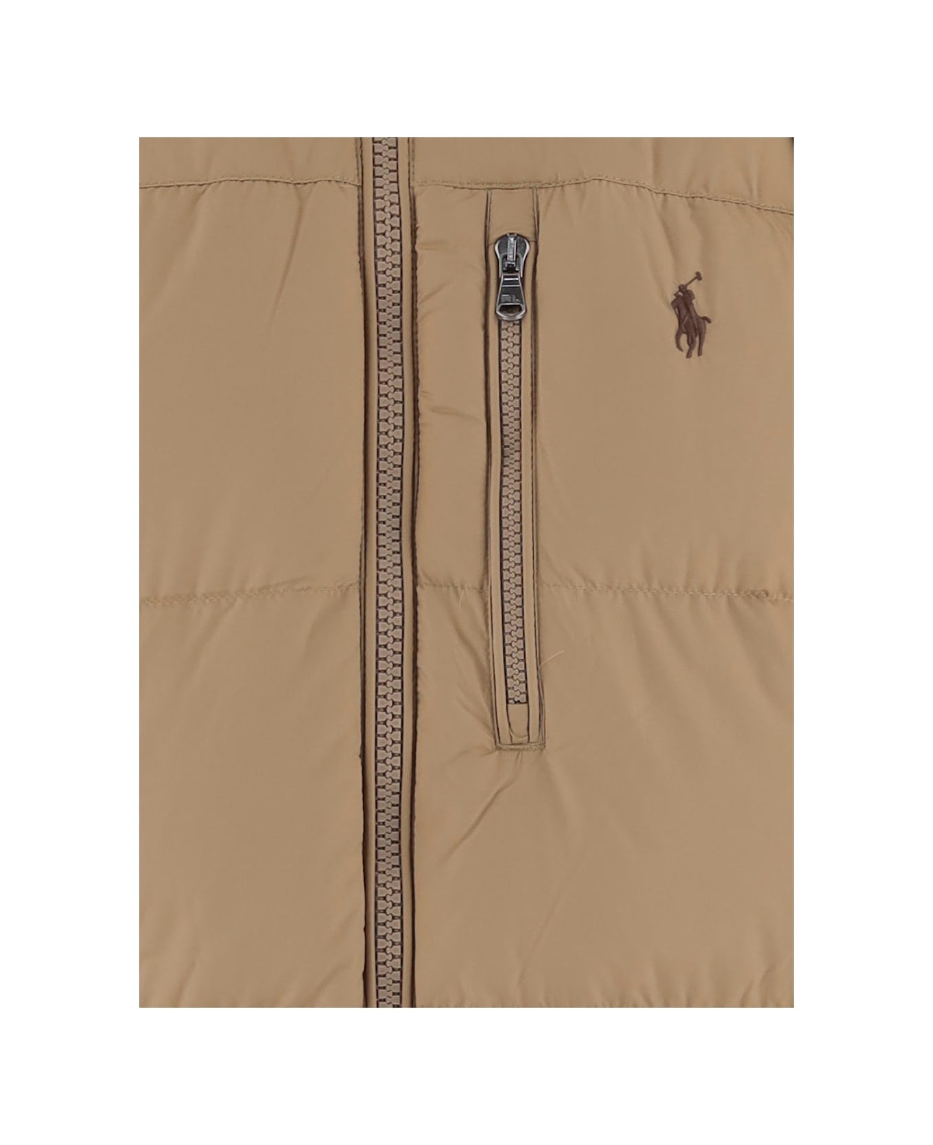 Polo Ralph Lauren Gorham Nylon Down Jacket With Logo - Khaki