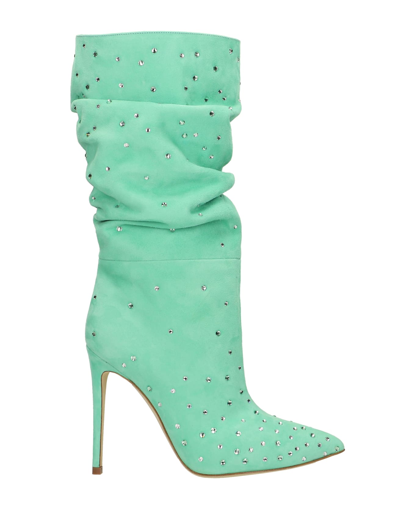 Paris Texas Holly High Heels Ankle Boots In Green Suede - green