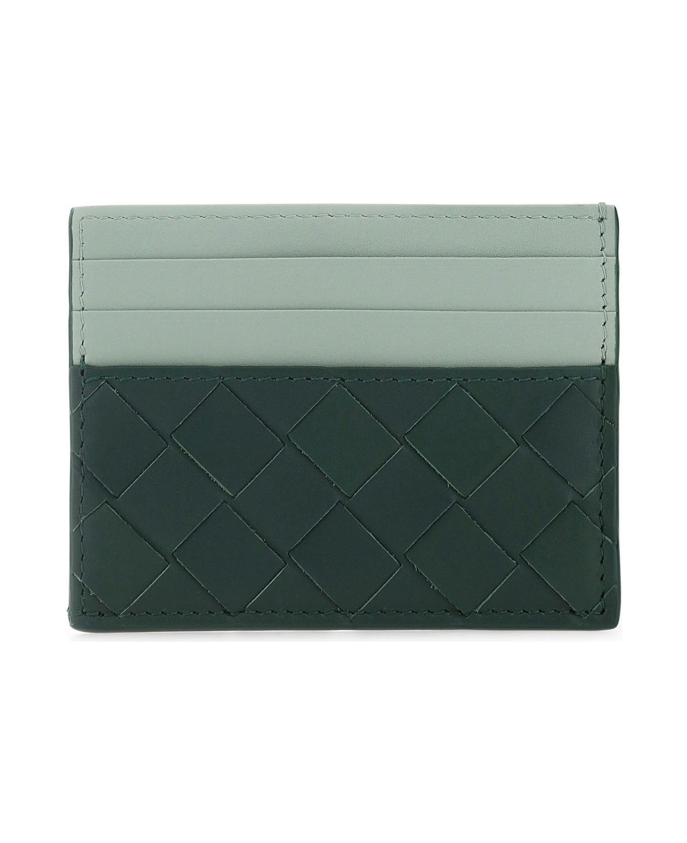 Bottega Veneta Two-tone Leather Card Holder - GREEN