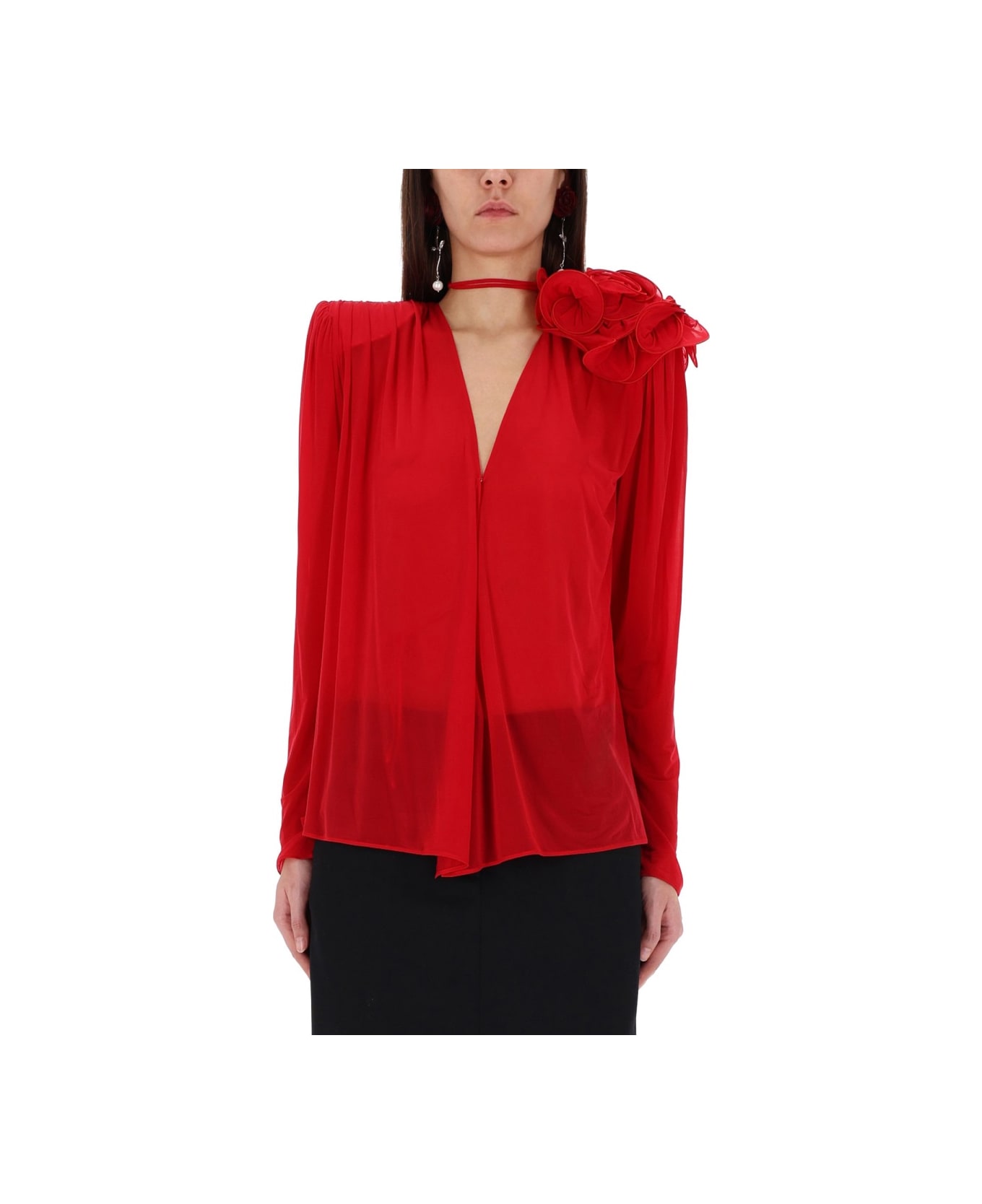 Magda Butrym Blouse With Flower - RED