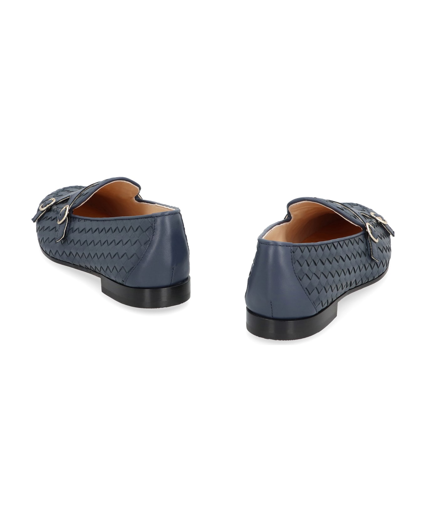 Doucal's Manila Leather Monk-strap Shoes - blue