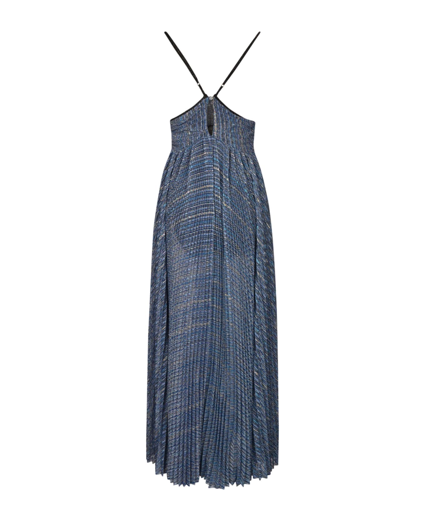 Forte_Forte Stripe Pattern V-neck Pleated Dress - Sapphire ワンピース＆ドレス
